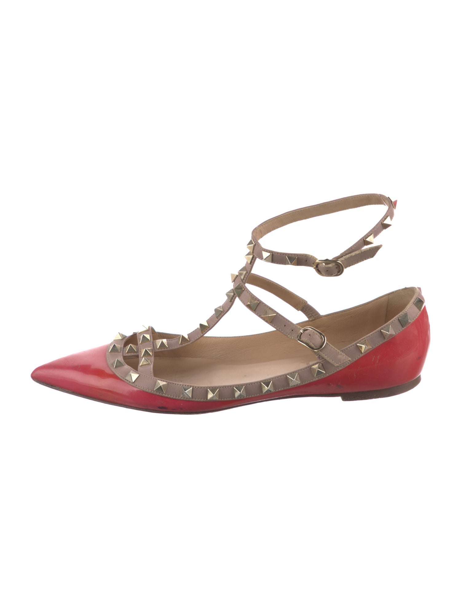 Valentino Rockstud Accents Patent Leather Flats