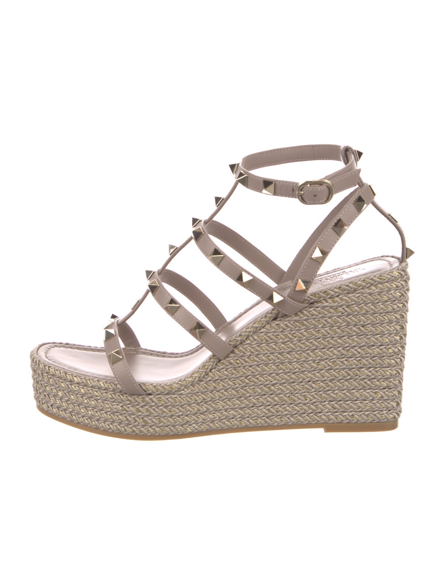 Valentino Rockstud Accents Leather Espadrilles