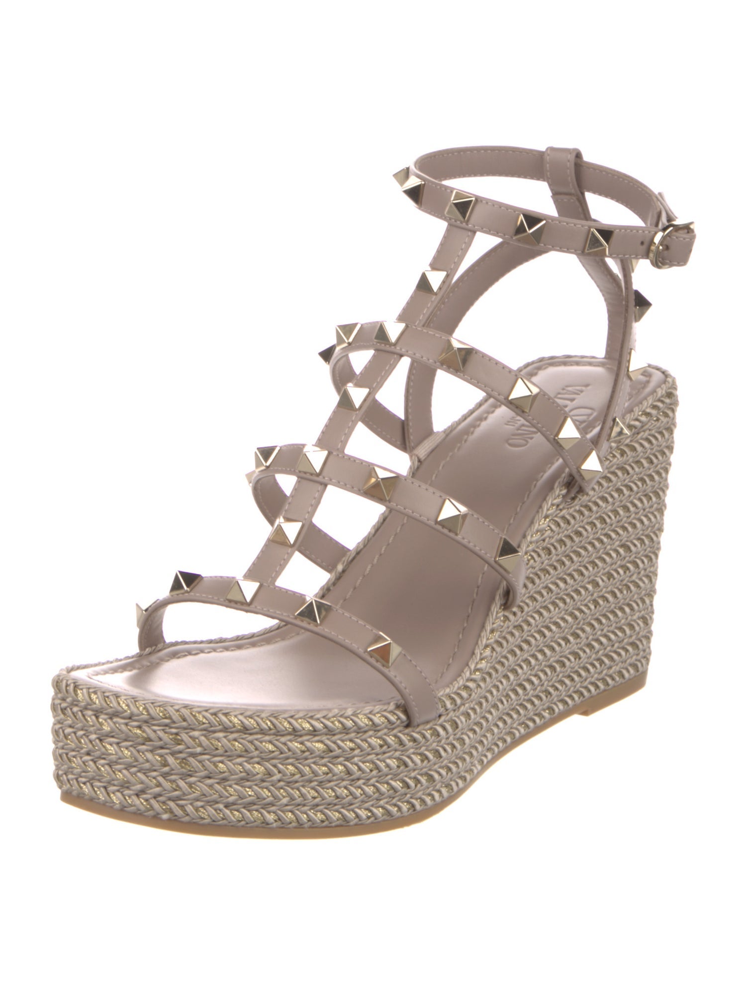 Valentino Rockstud Accents Leather Espadrilles