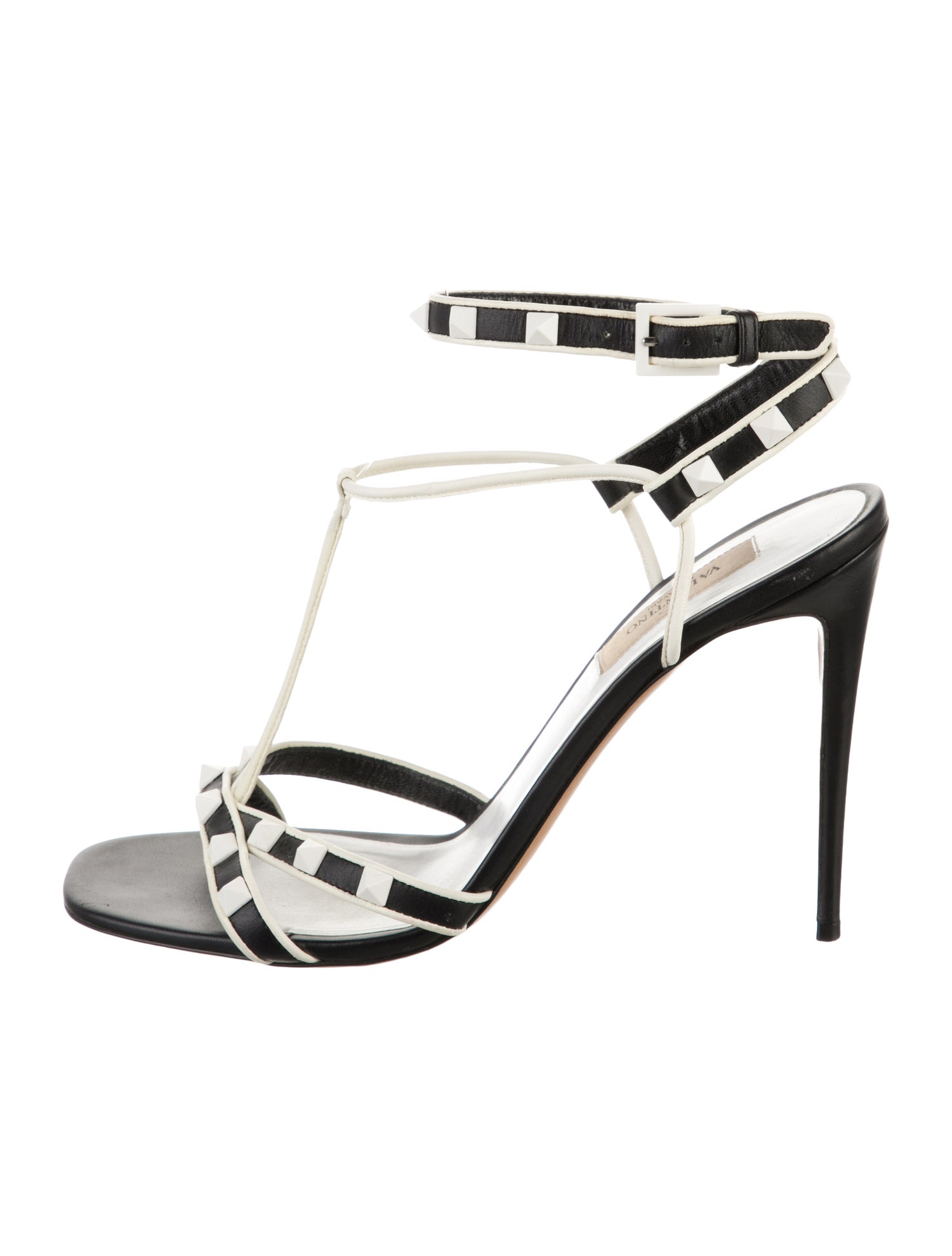 Valentino Rockstud Accents Leather T-Strap Sandals