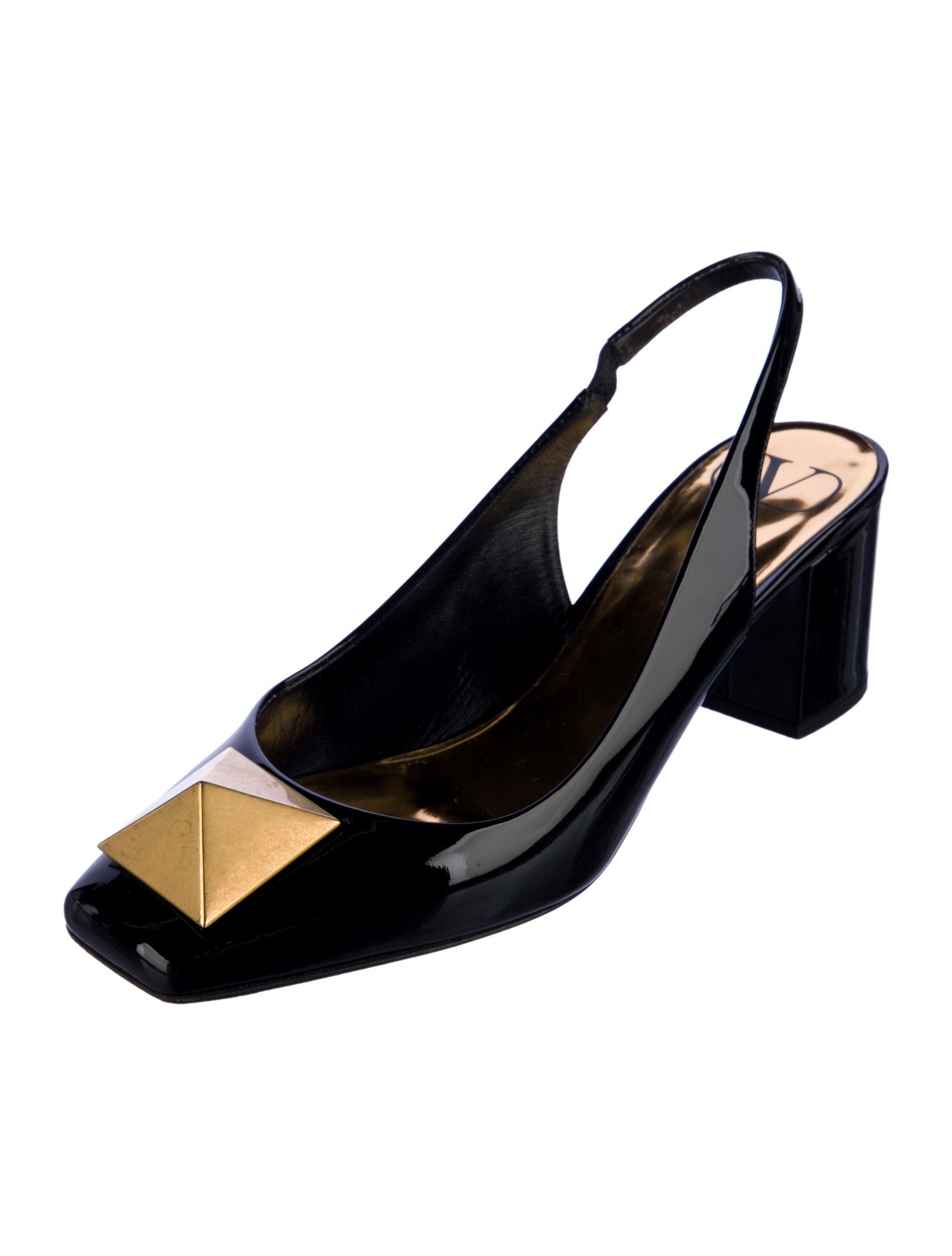 Valentino Rockstud Accents Patent Leather Slingback Pumps