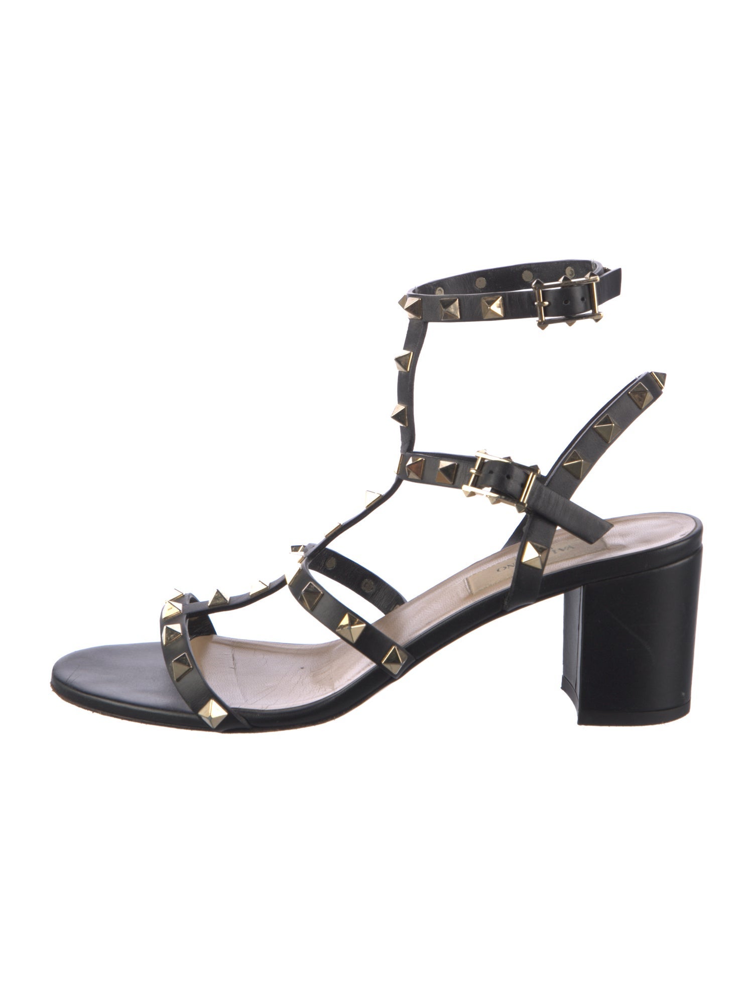 Valentino Rockstud Accents Leather Gladiator Sandals
