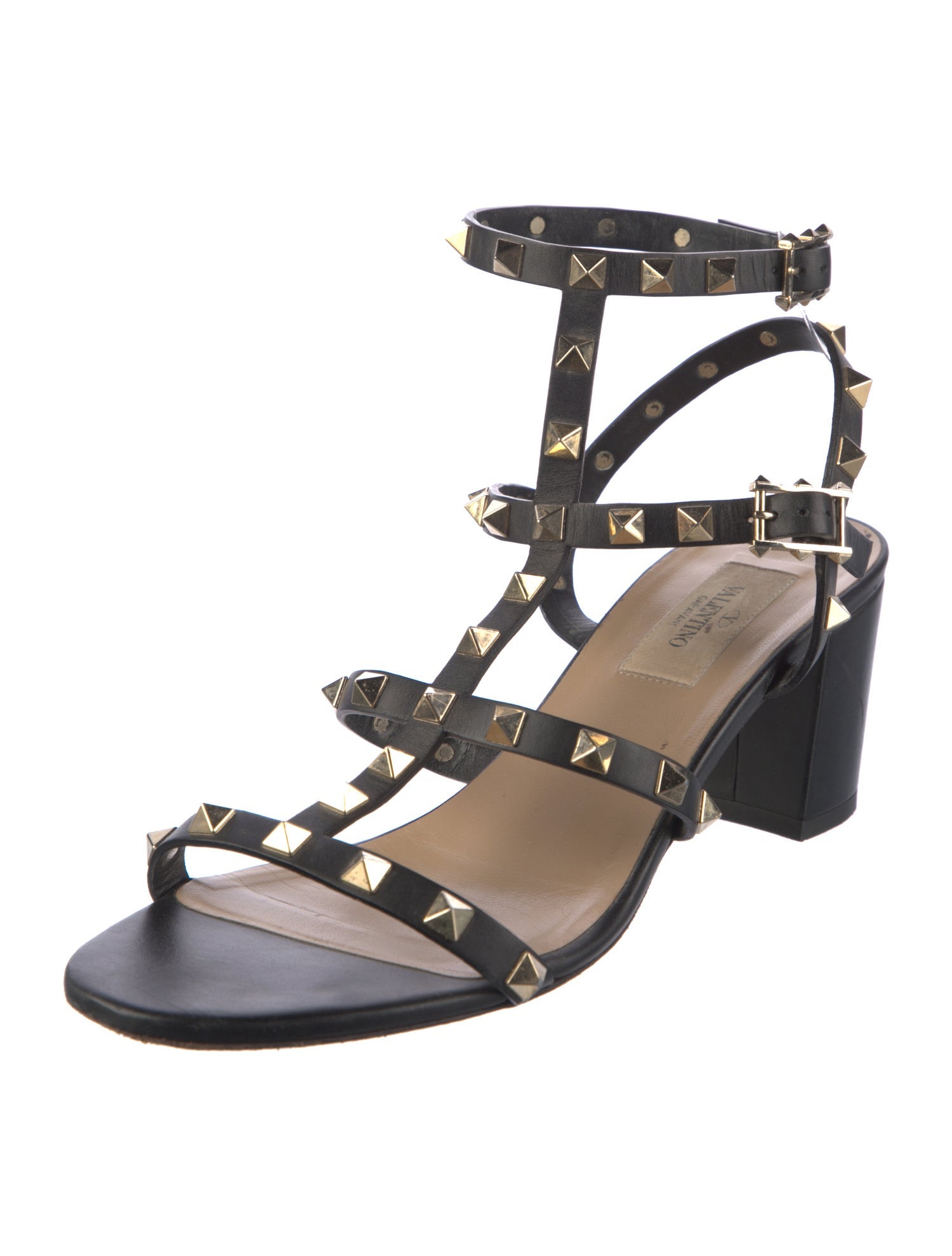 Valentino Rockstud Accents Leather Gladiator Sandals