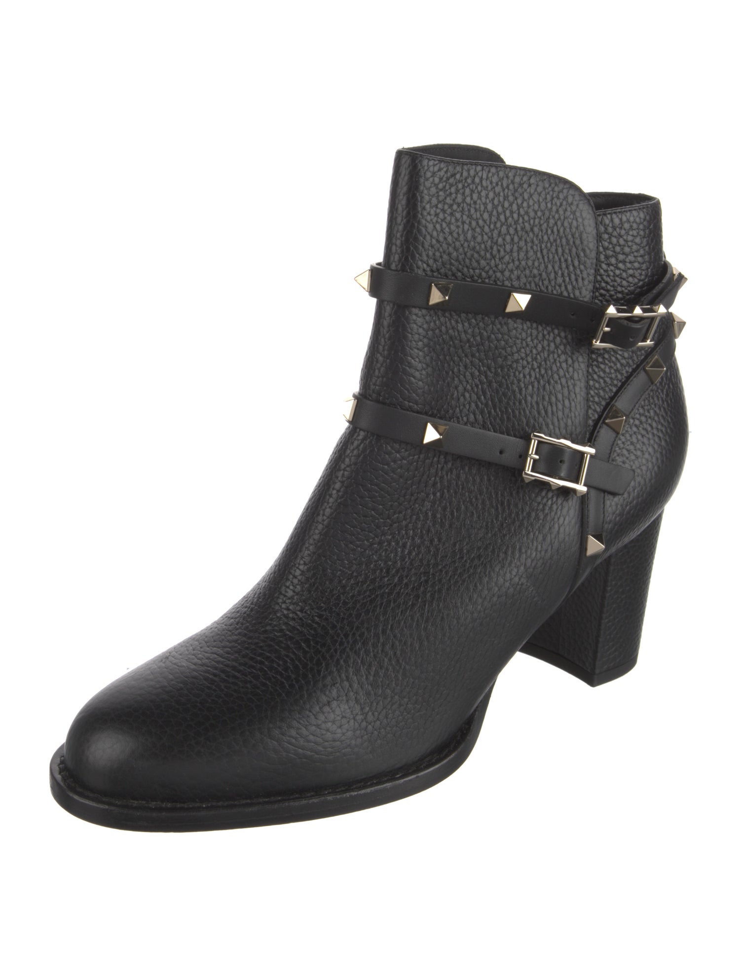Valentino Rockstud Accents Leather Moto Boots