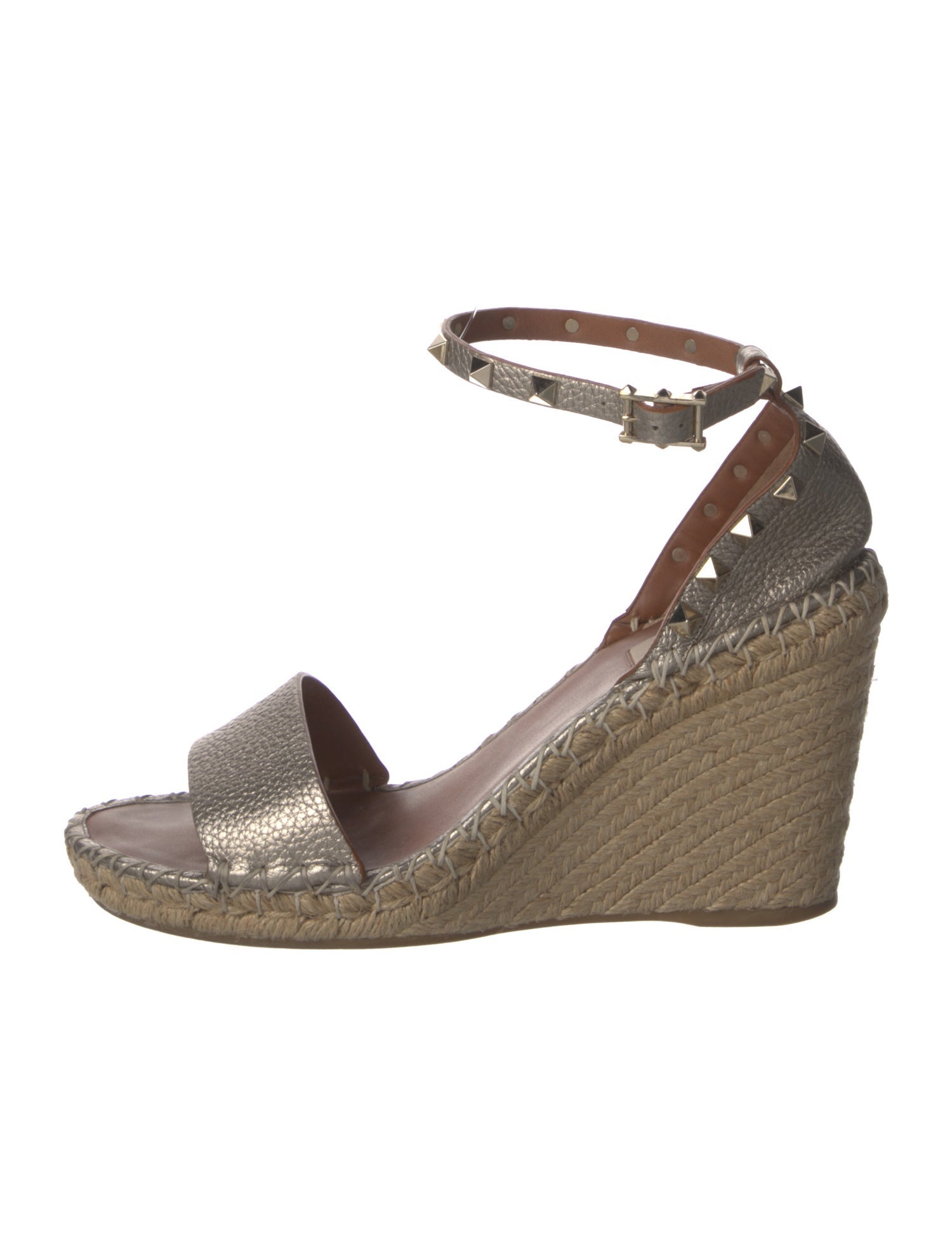 Valentino Rockstud Accents Leather Espadrilles