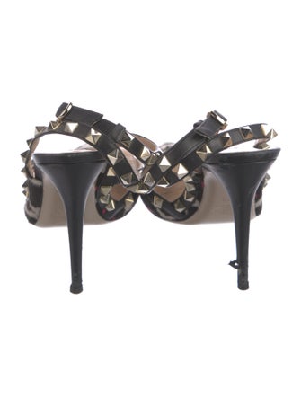 Valentino Rockstud Accents Ponyhair T-Strap Pumps