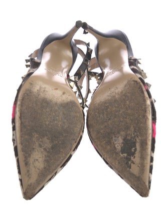 Valentino Rockstud Accents Ponyhair T-Strap Pumps