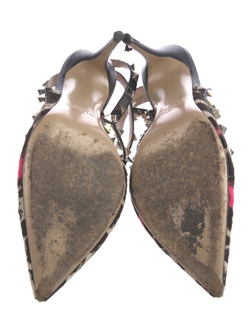 Valentino Rockstud Accents Ponyhair T-Strap Pumps