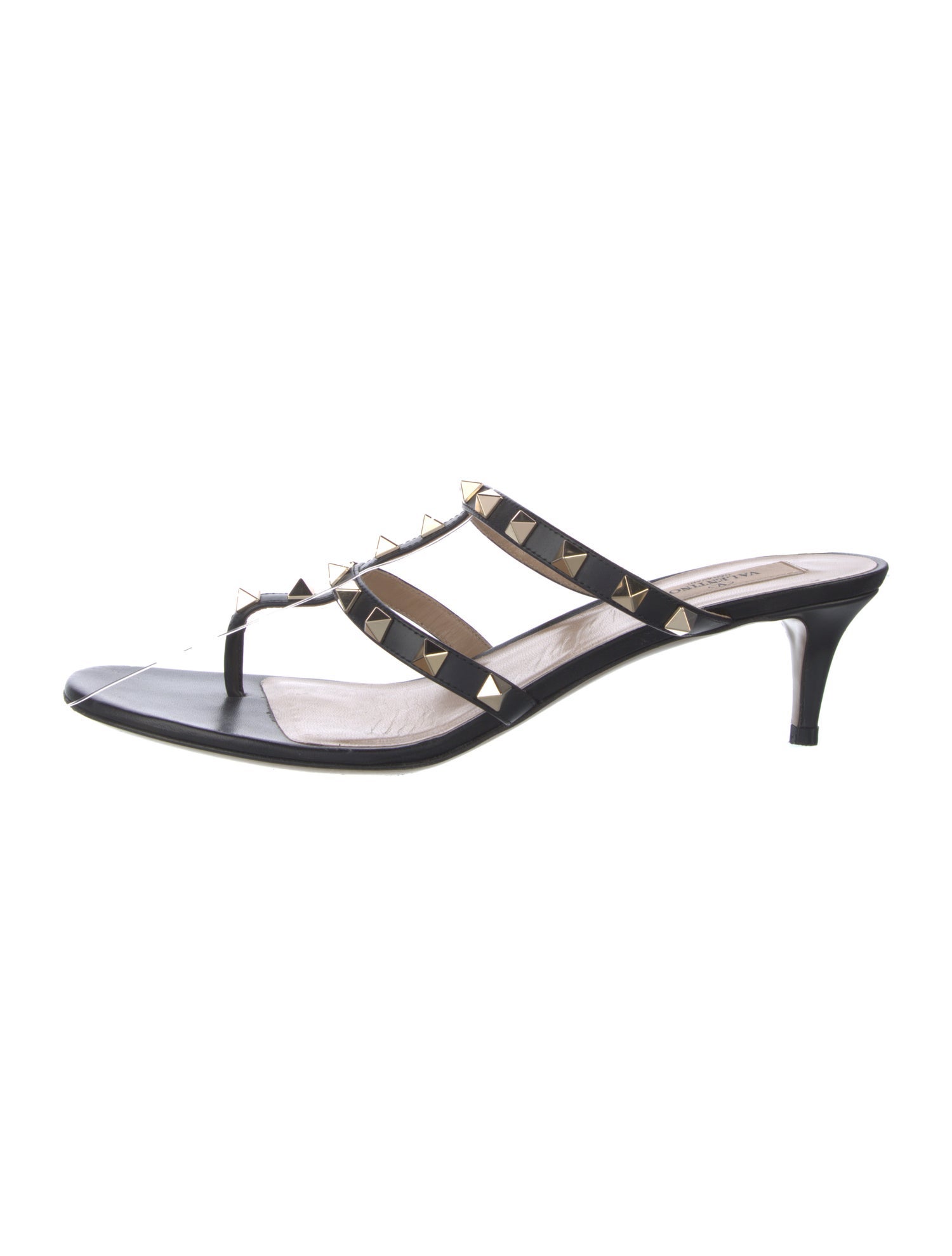 Valentino Rockstud Accents Leather Slides