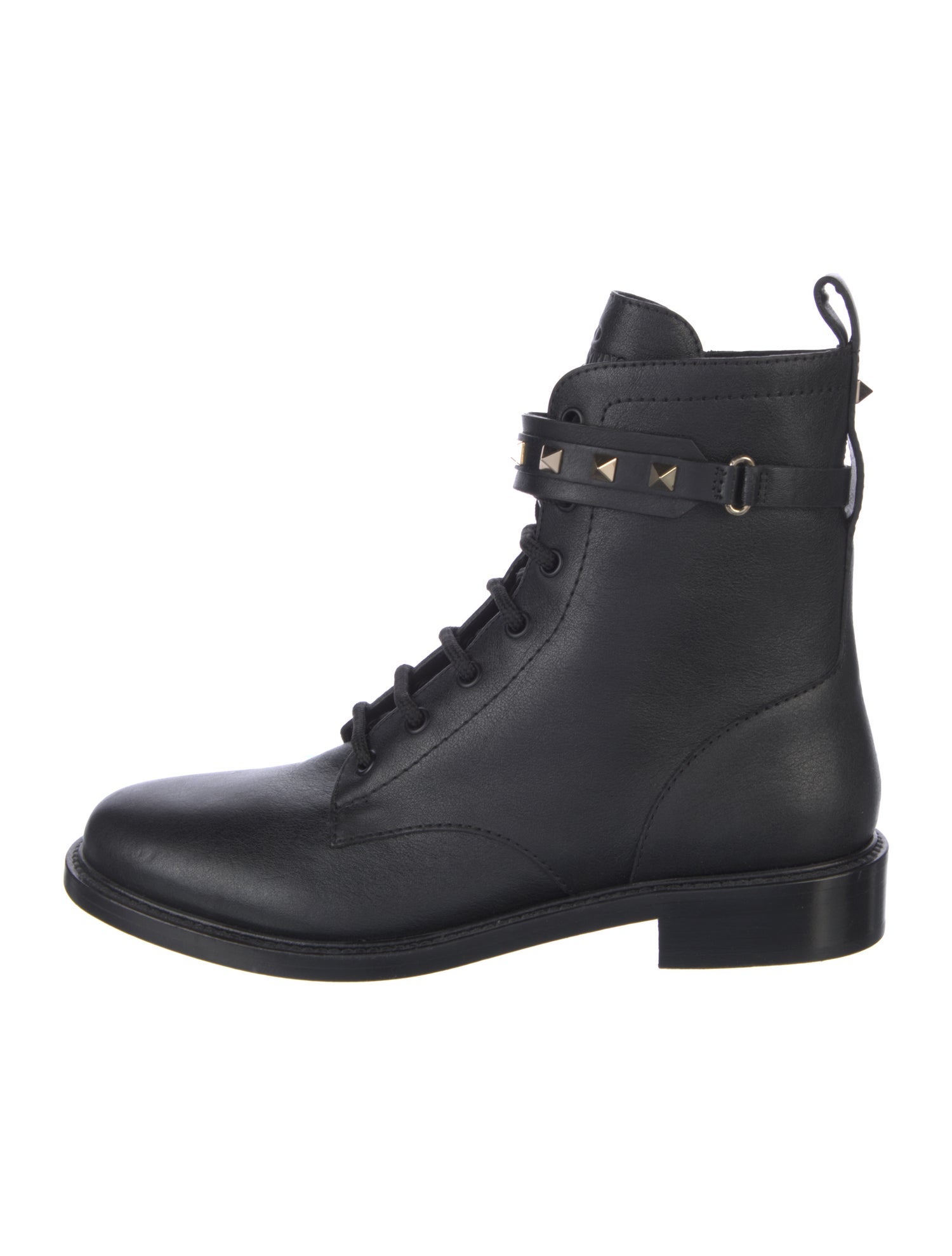 Valentino Rockstud Accents Leather Combat Boots