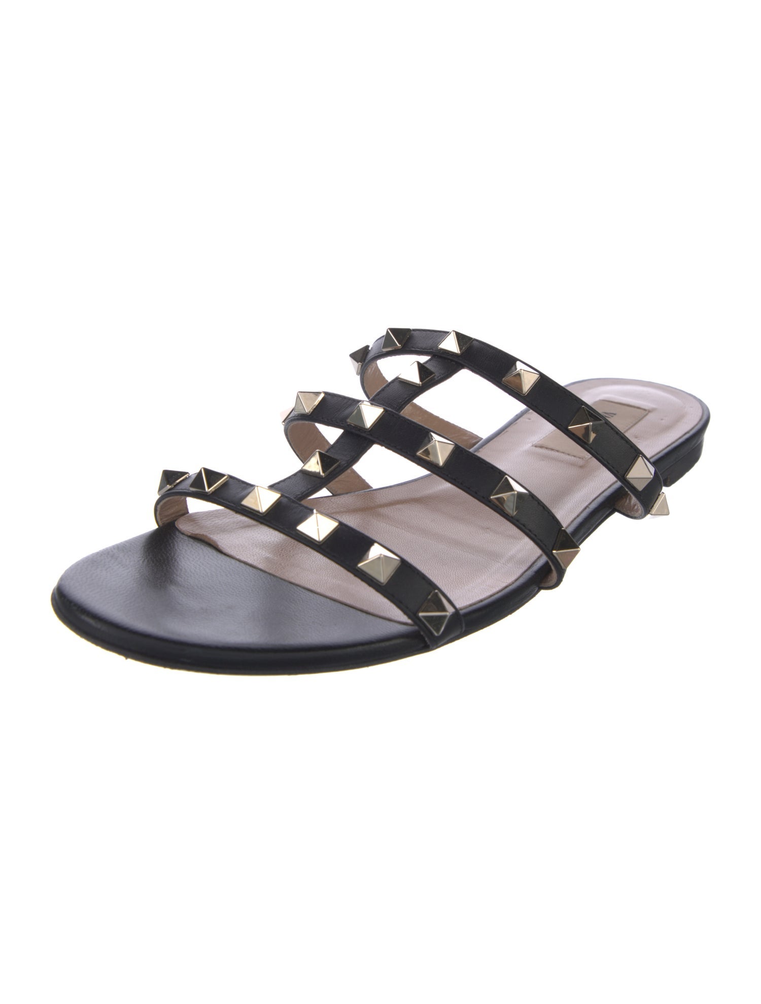 Valentino Rockstud Accents Leather Slides
