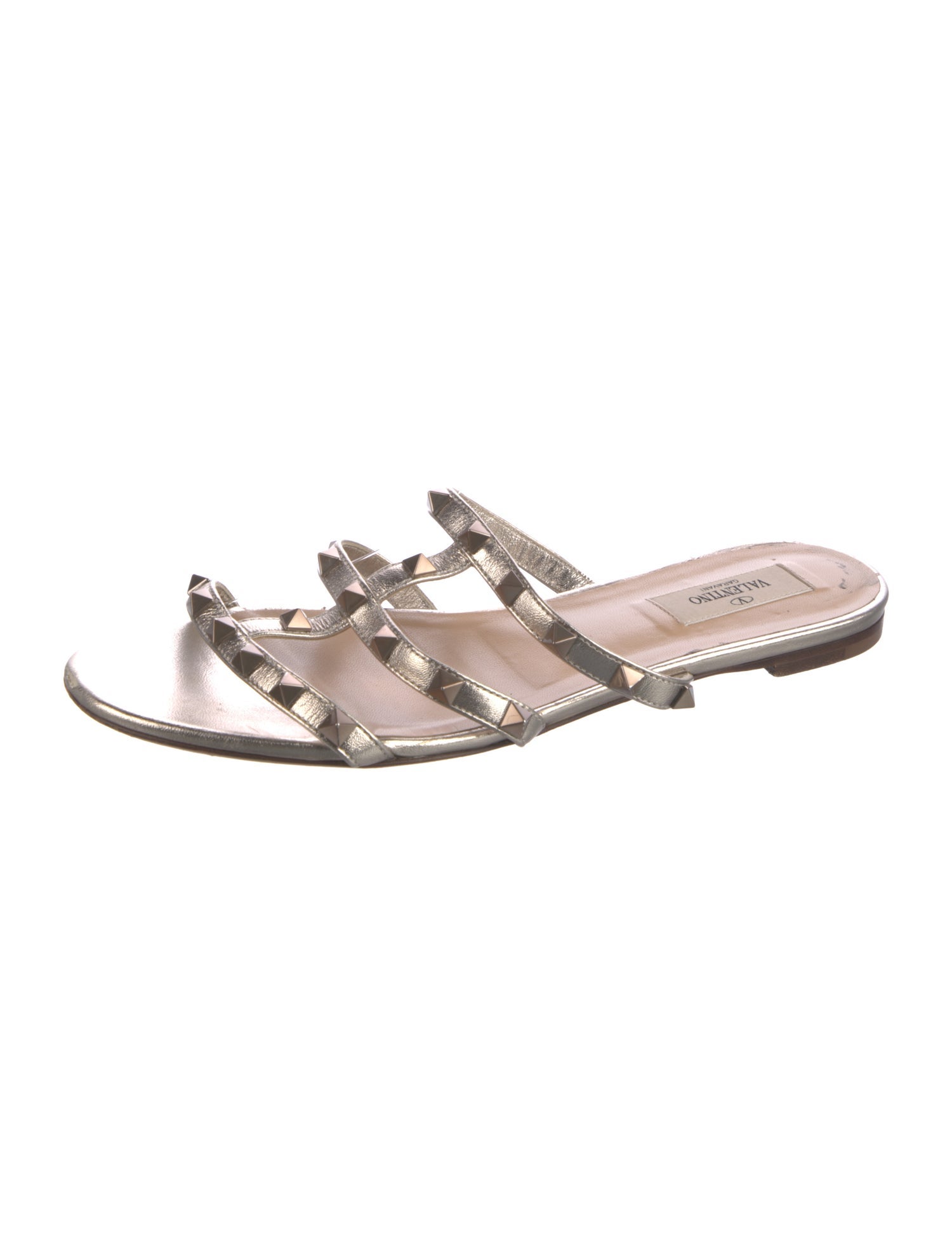 Valentino Rockstud Accents Leather Slides