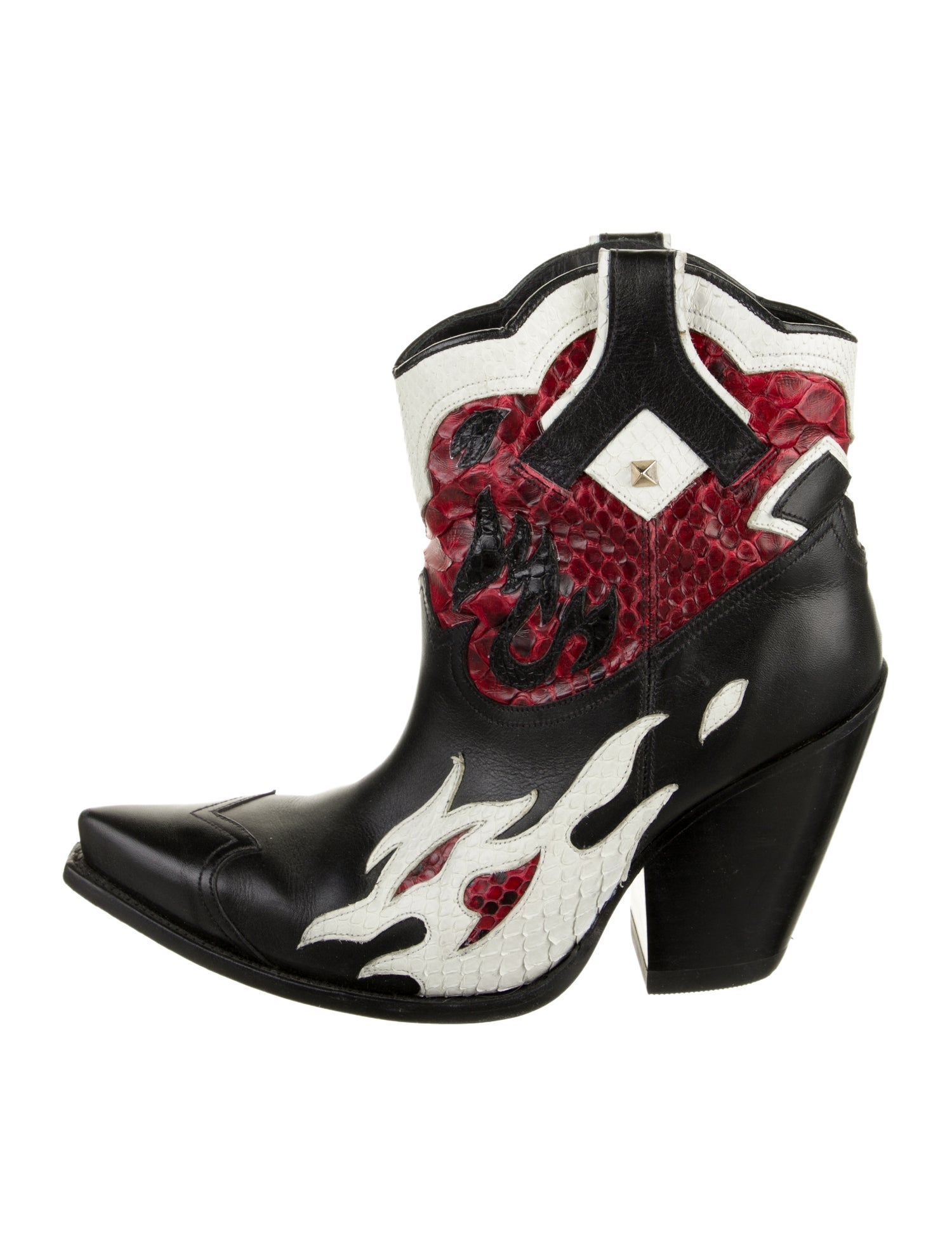 Valentino Rockstud Accents Leather Western Boots