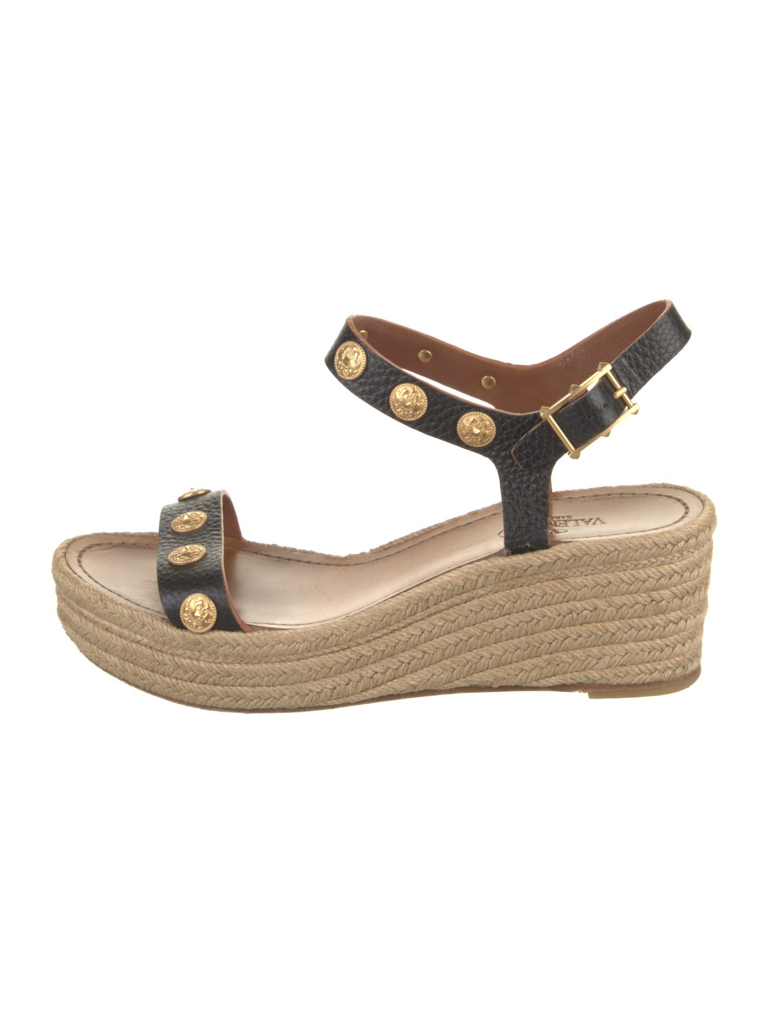 Valentino Rockstud Accents Leather Espadrilles