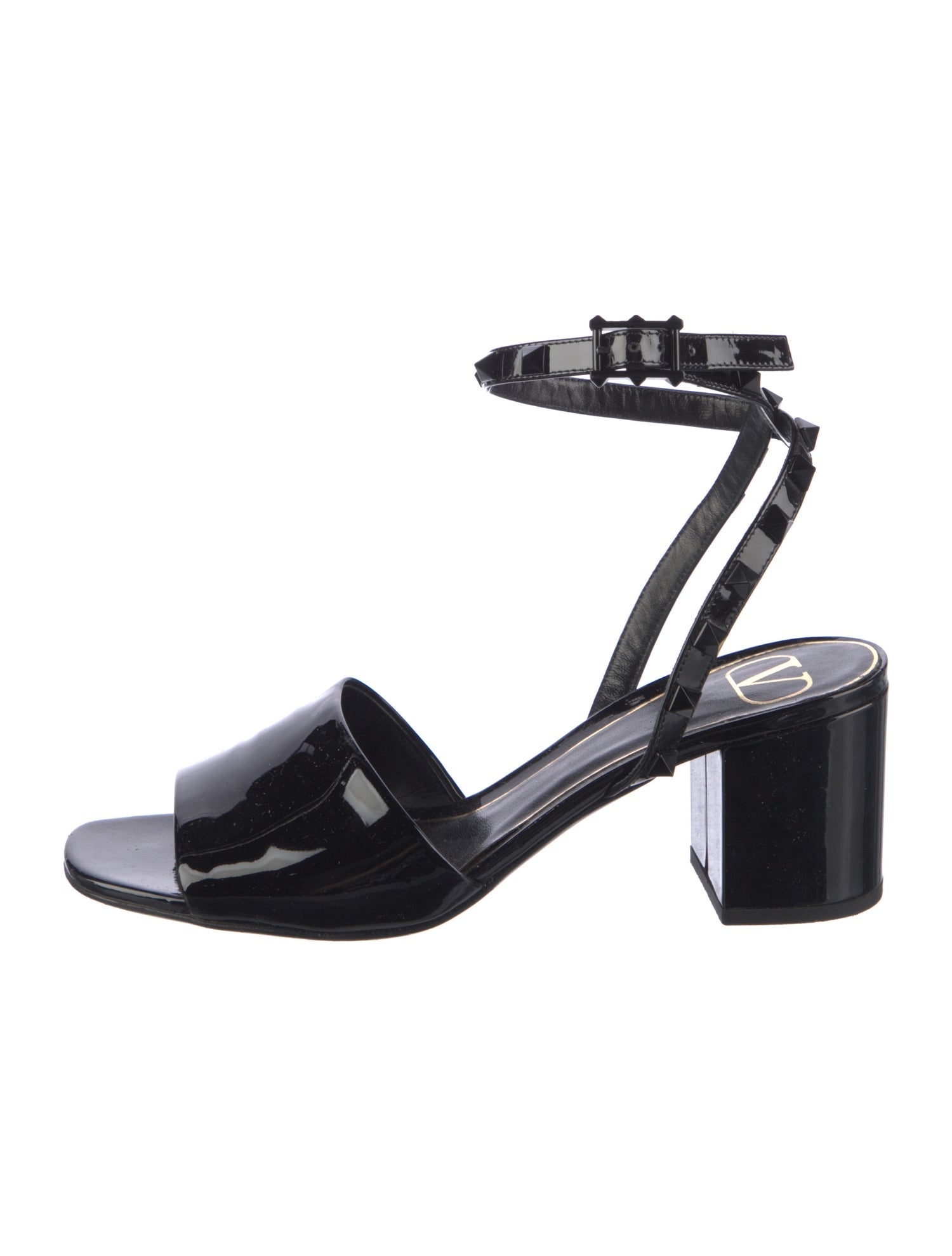 Valentino Rockstud Accents Patent Leather Sandals
