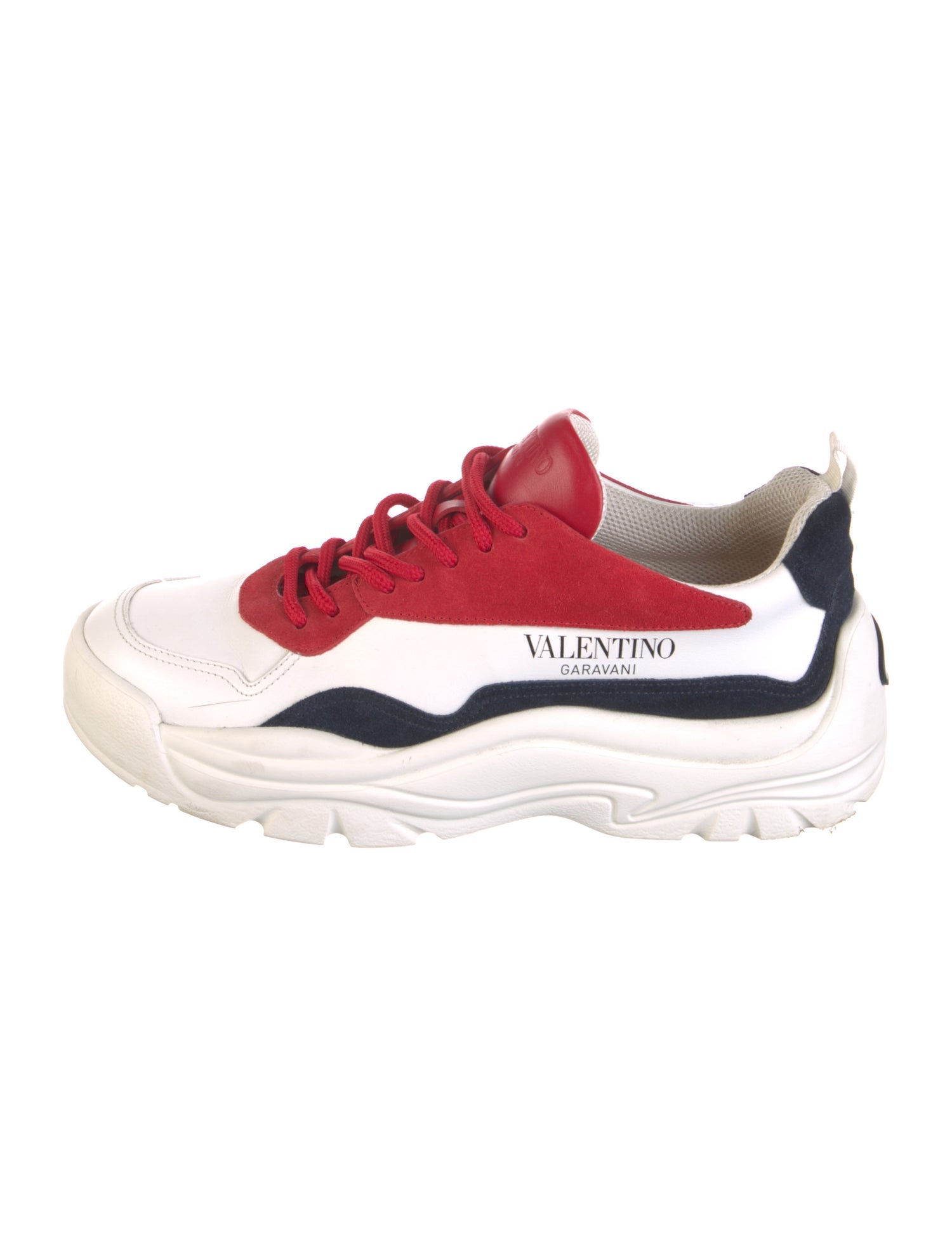 Valentino Leather Colorblock Pattern Sneakers