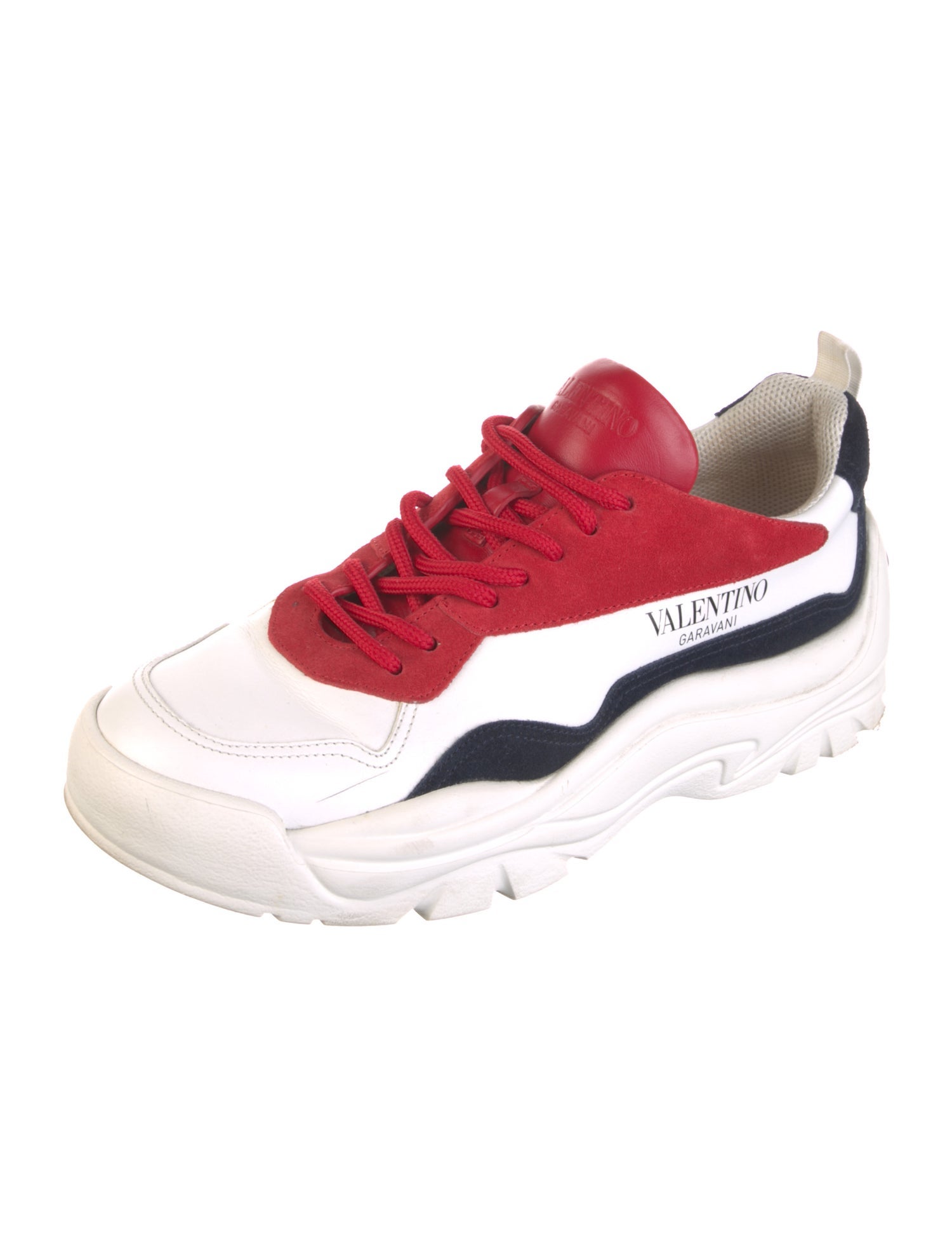 Valentino Leather Colorblock Pattern Sneakers