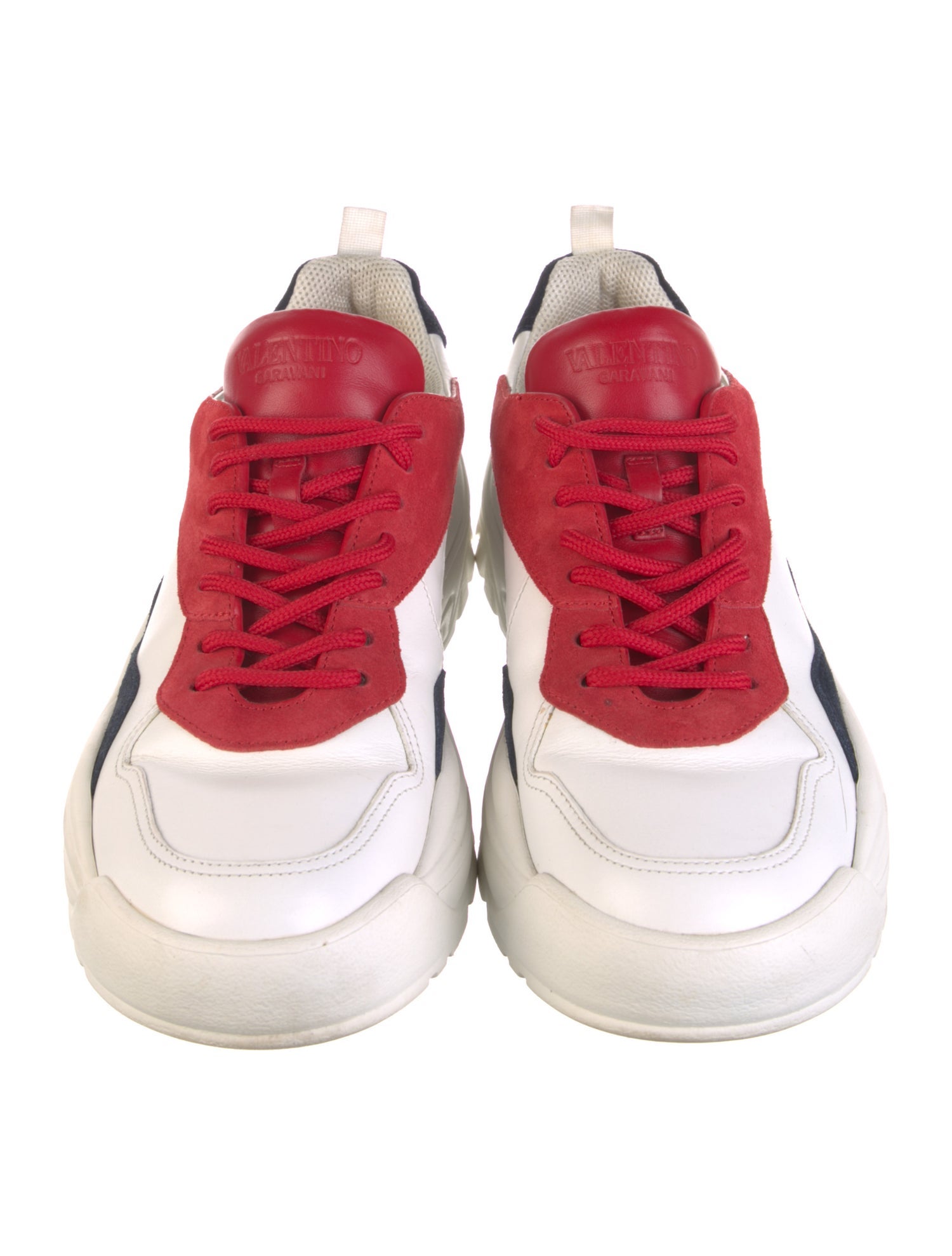 Valentino Leather Colorblock Pattern Sneakers