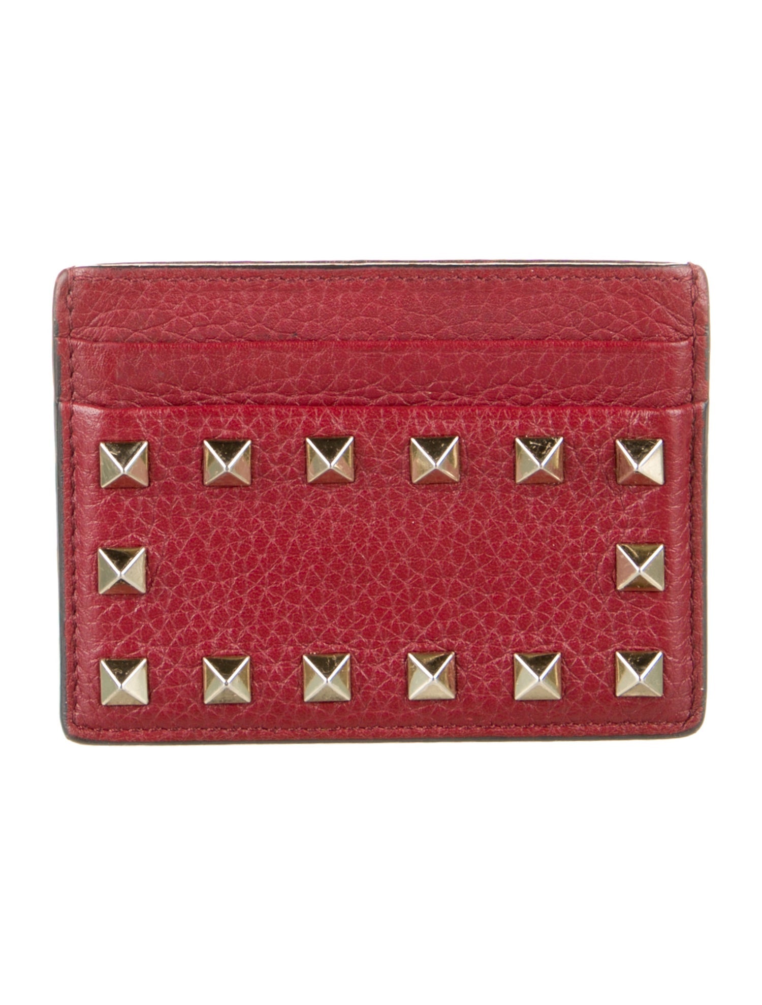 Valentino Rockstud Accents Leather Card Holder
