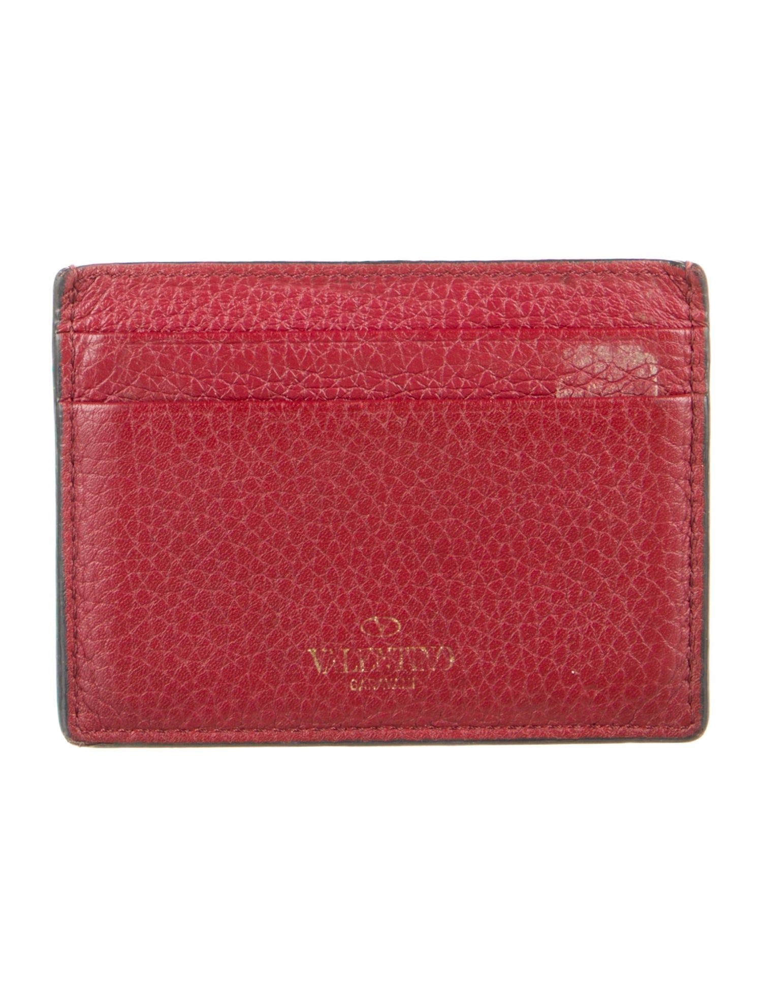 Valentino Rockstud Accents Leather Card Holder