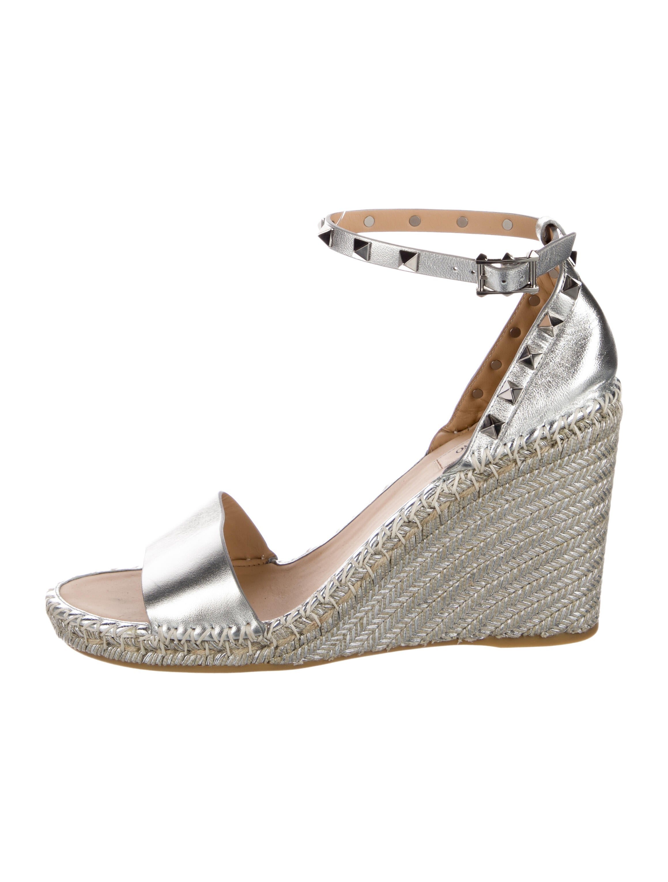 Valentino Rockstud Accents Leather Espadrilles