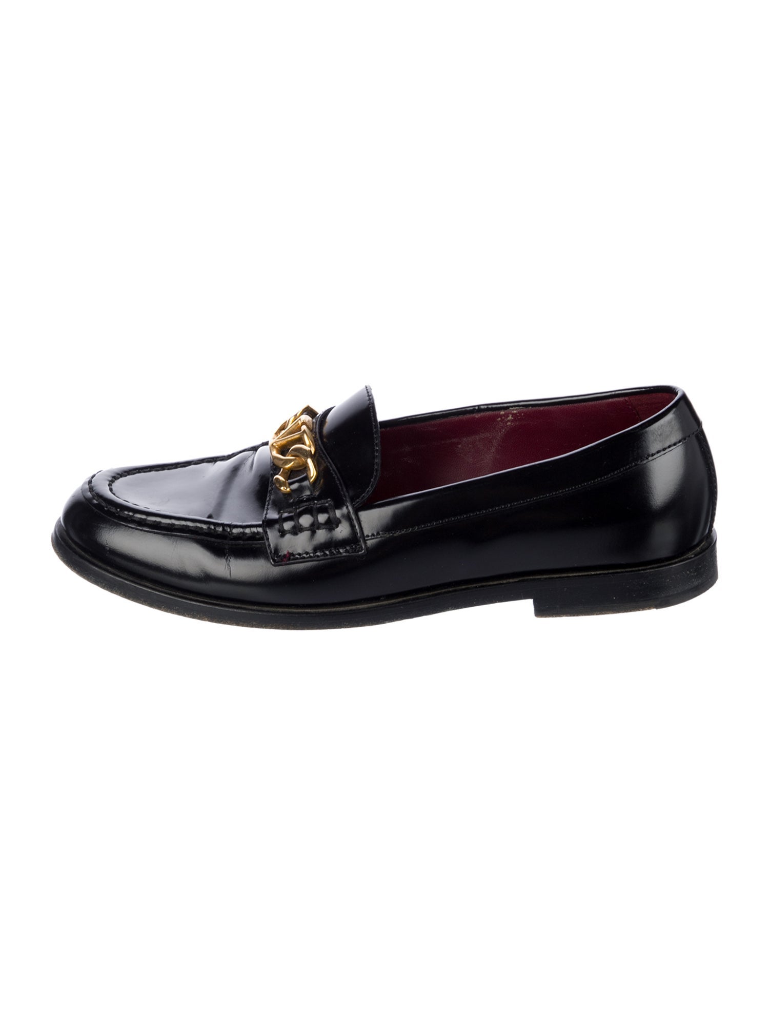 Valentino Leather Chain-Link Accents Loafers