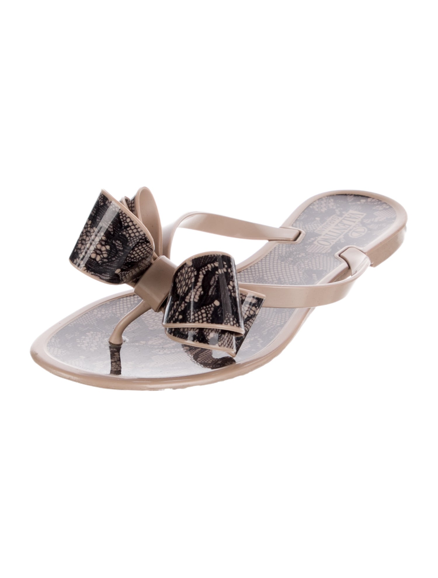 Valentino Rubber Bow Accents Slides