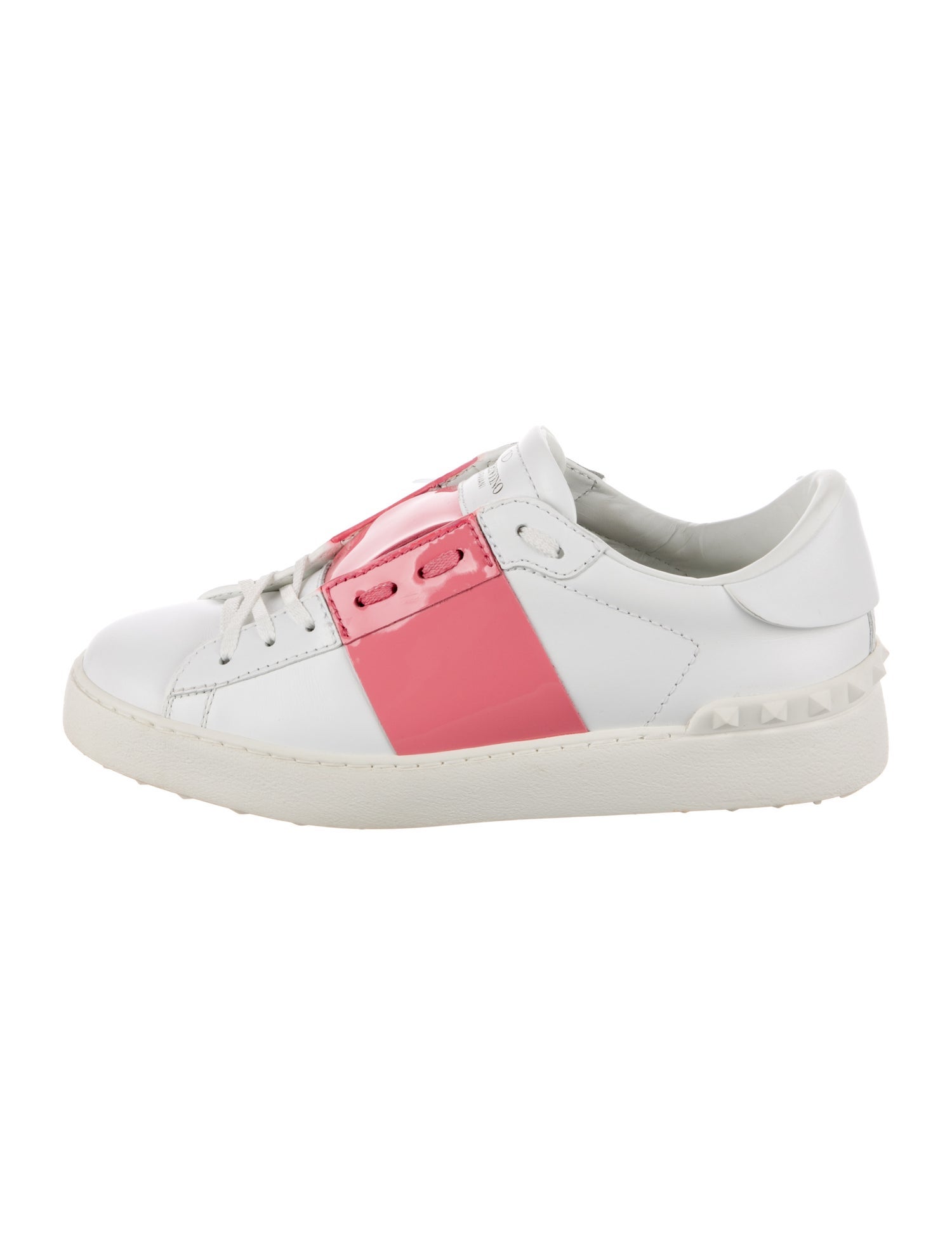 Valentino Rockstud Accents Leather Sneakers