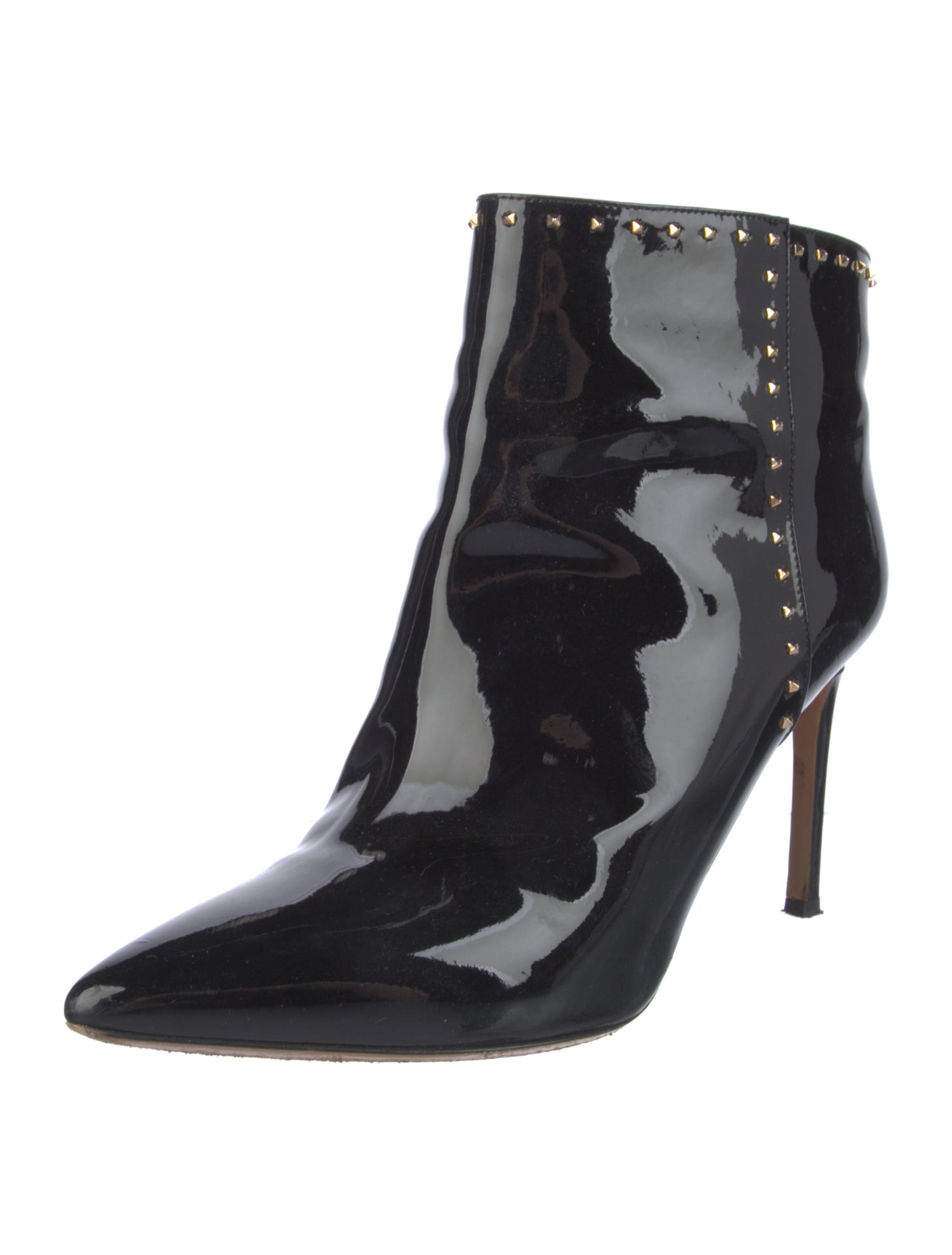 Valentino Rockstud Accents Patent Leather Boots