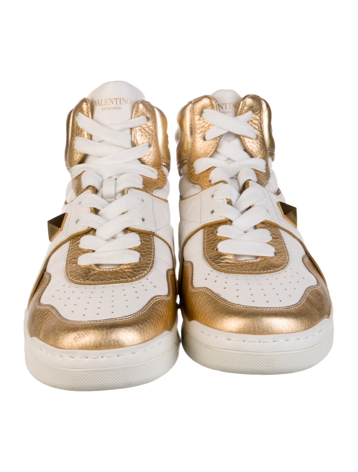 Valentino Leather Colorblock Pattern Sneakers