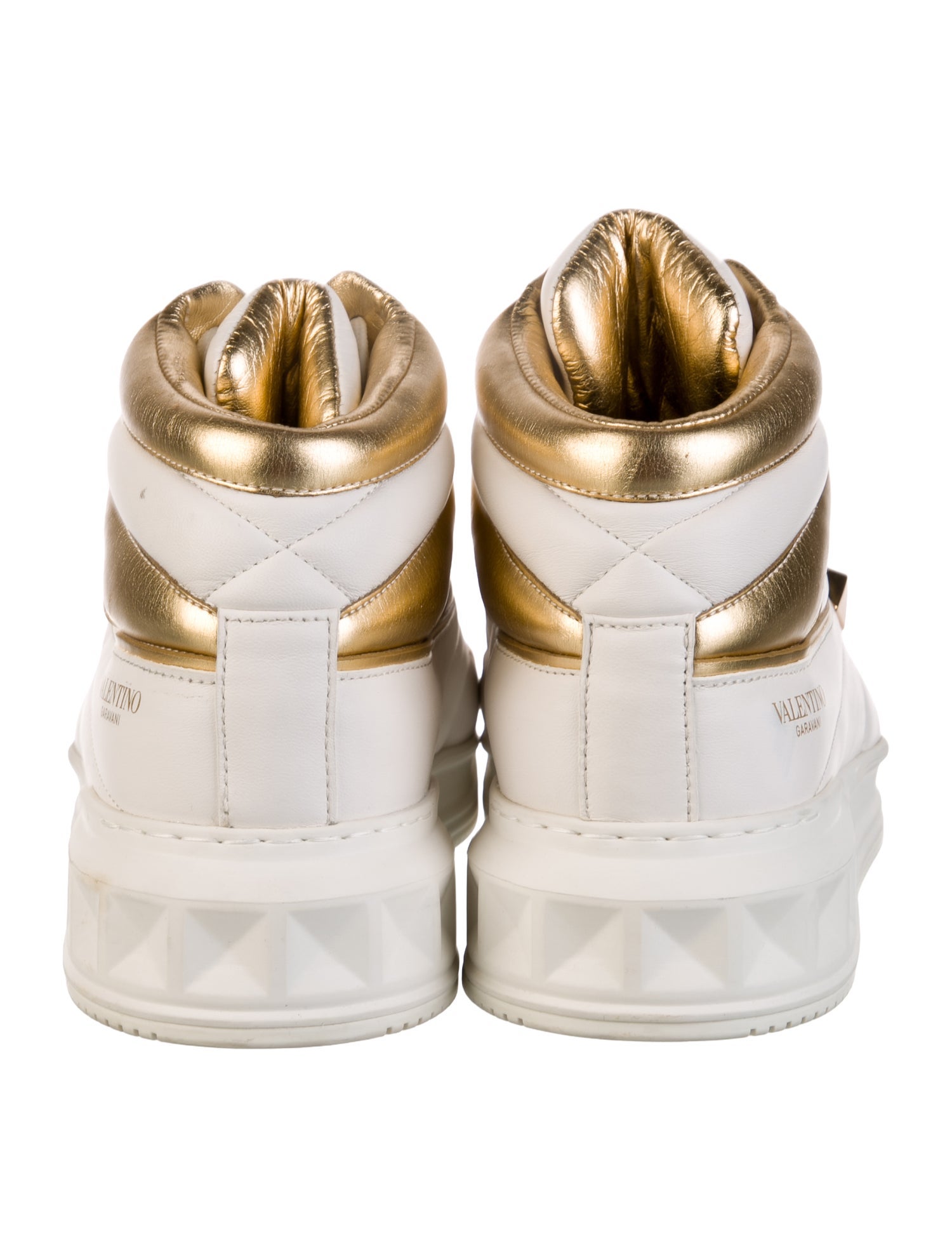 Valentino Leather Colorblock Pattern Sneakers