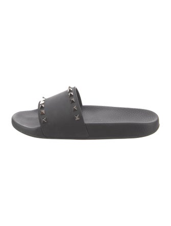 Valentino Rockstud Accents Rubber Slides