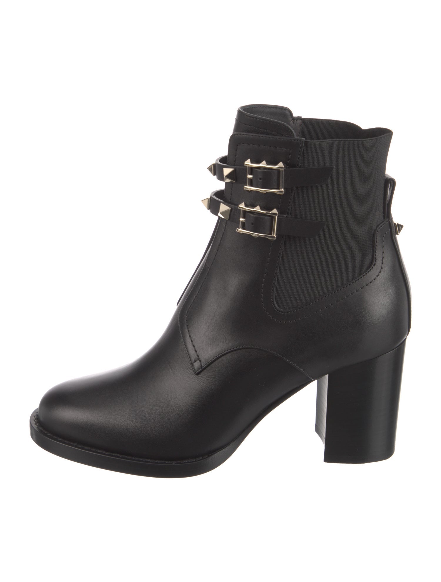 Valentino Rockstud Accents Leather Combat Boots