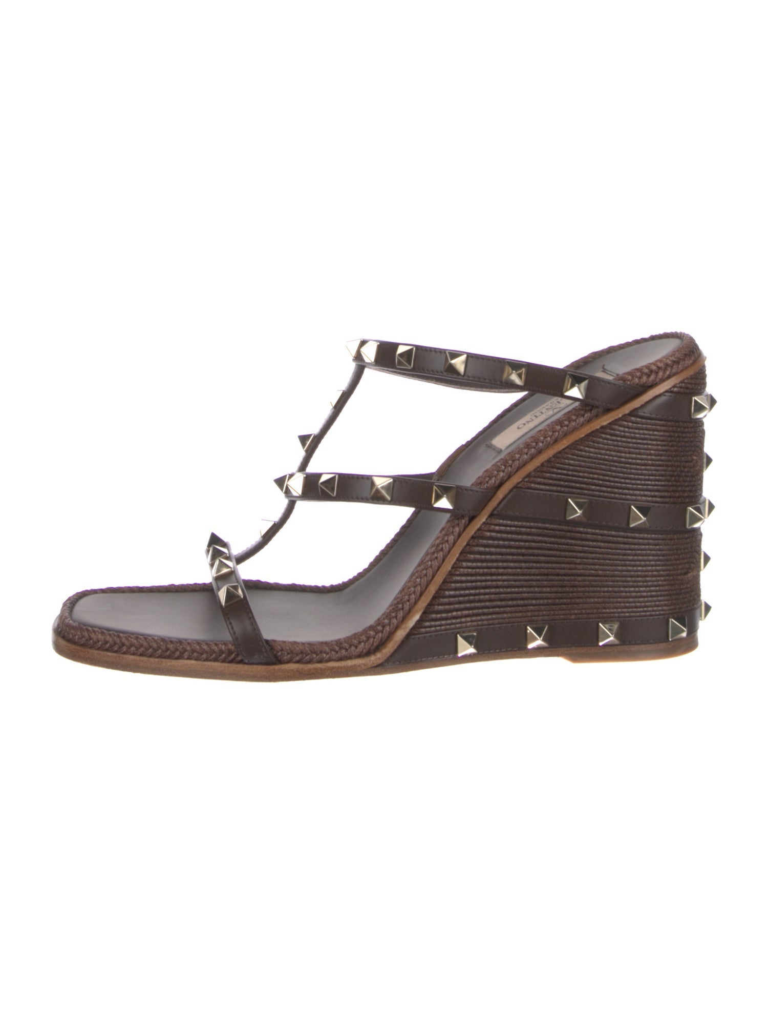 Valentino Rockstud Accents Leather T-Strap Sandals