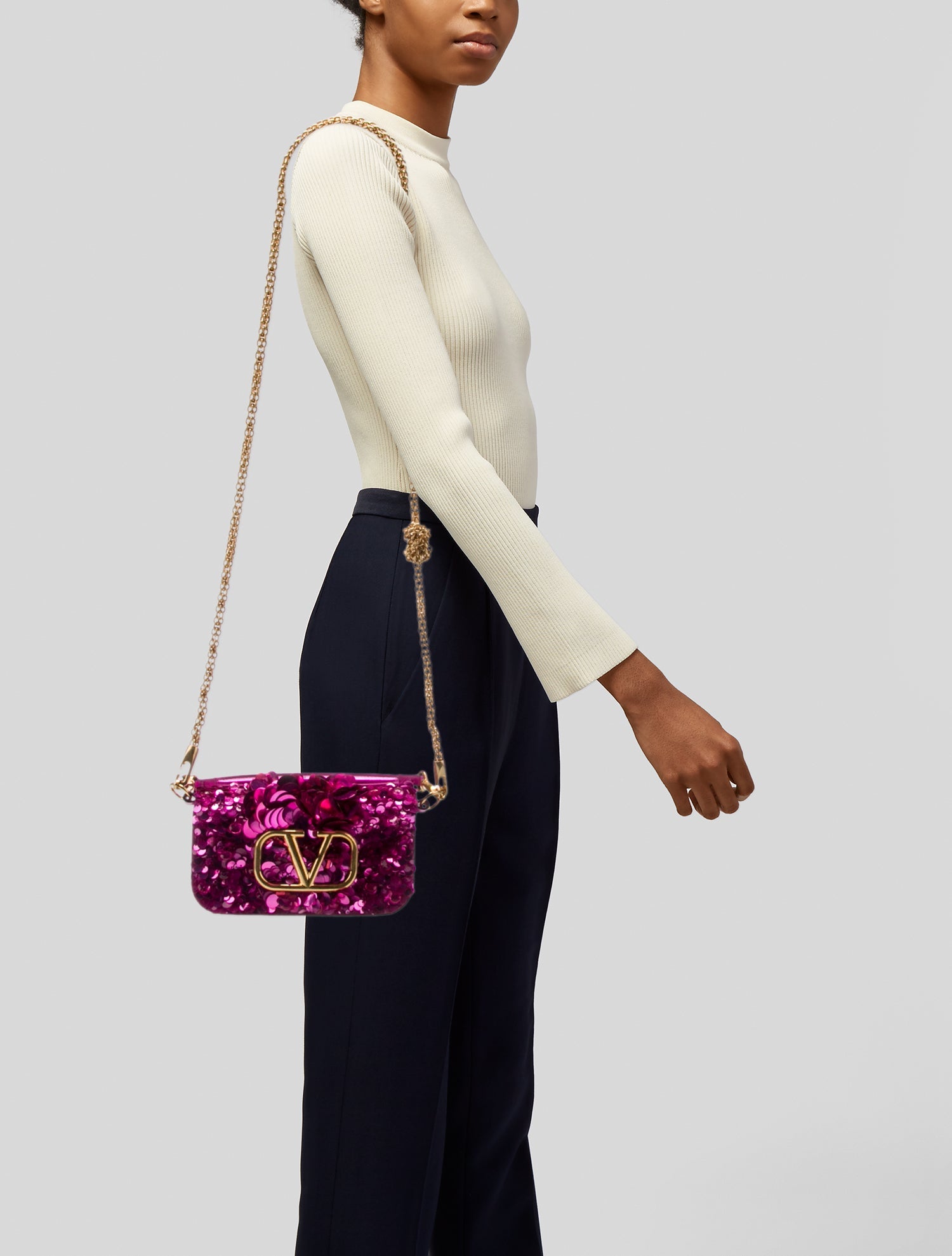 Valentino Sequins Top Handle Bag Small