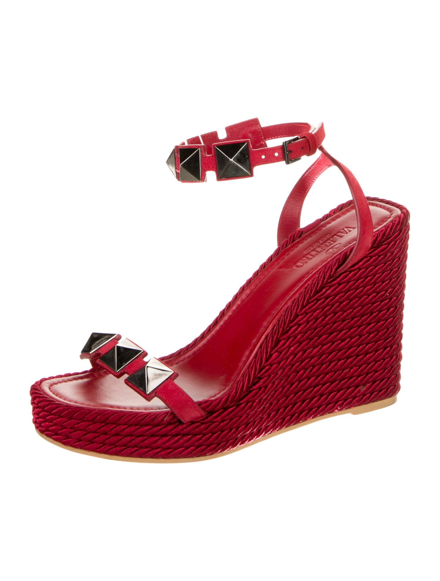 Valentino Rockstud Accents Suede Espadrilles