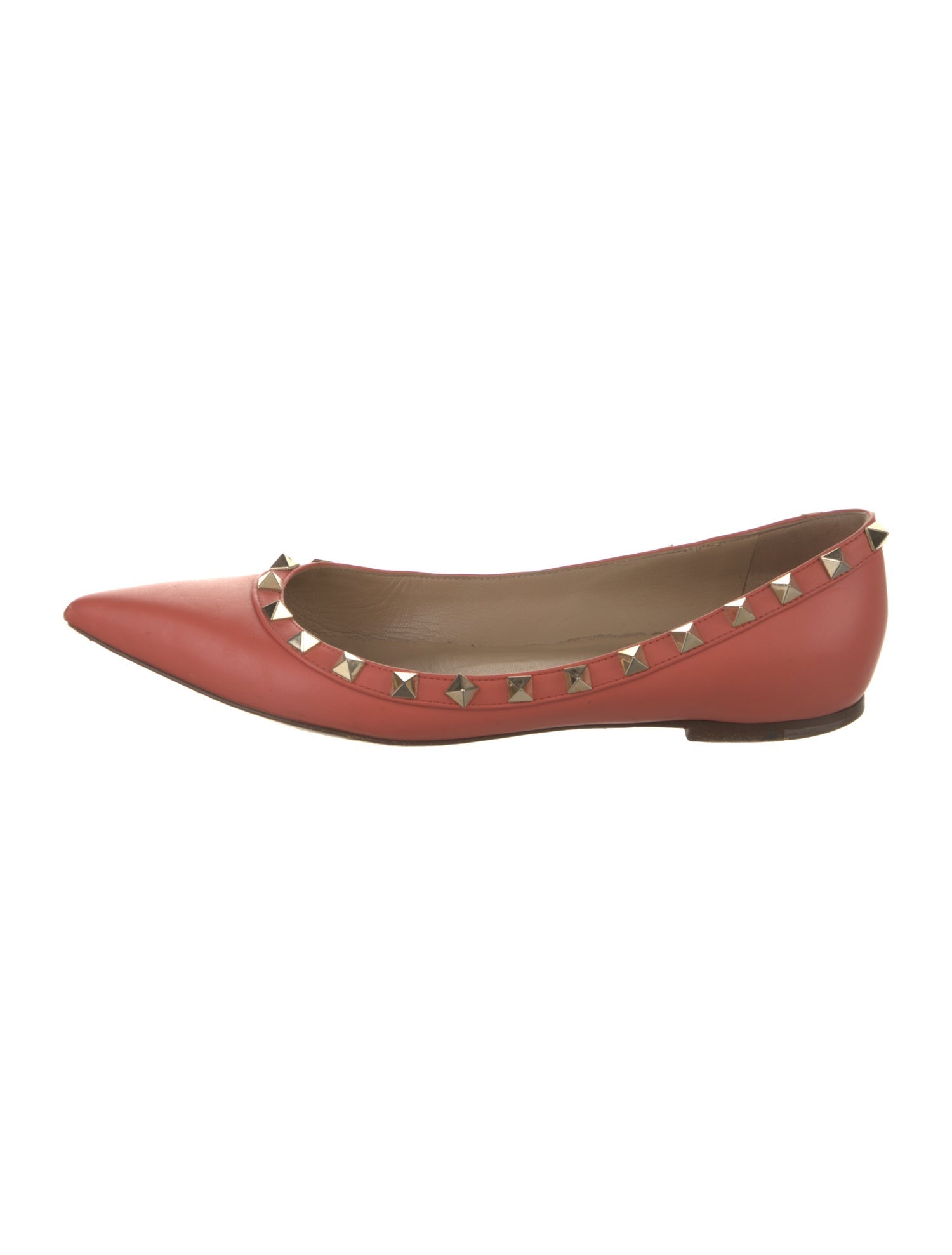 Valentino Rockstud Accents Leather Ballet Flats