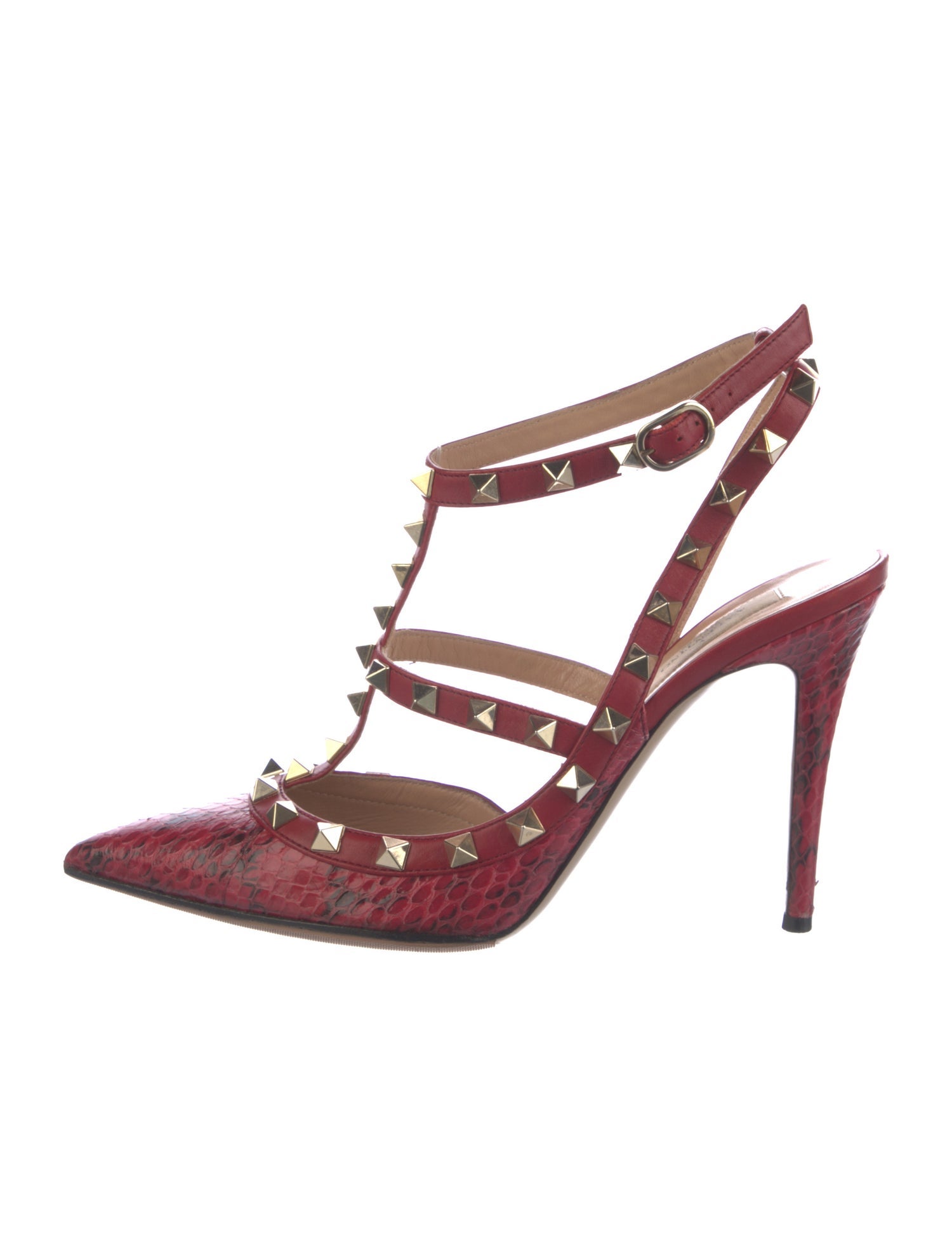 Valentino Rockstud Accents Leather T-Strap Pumps