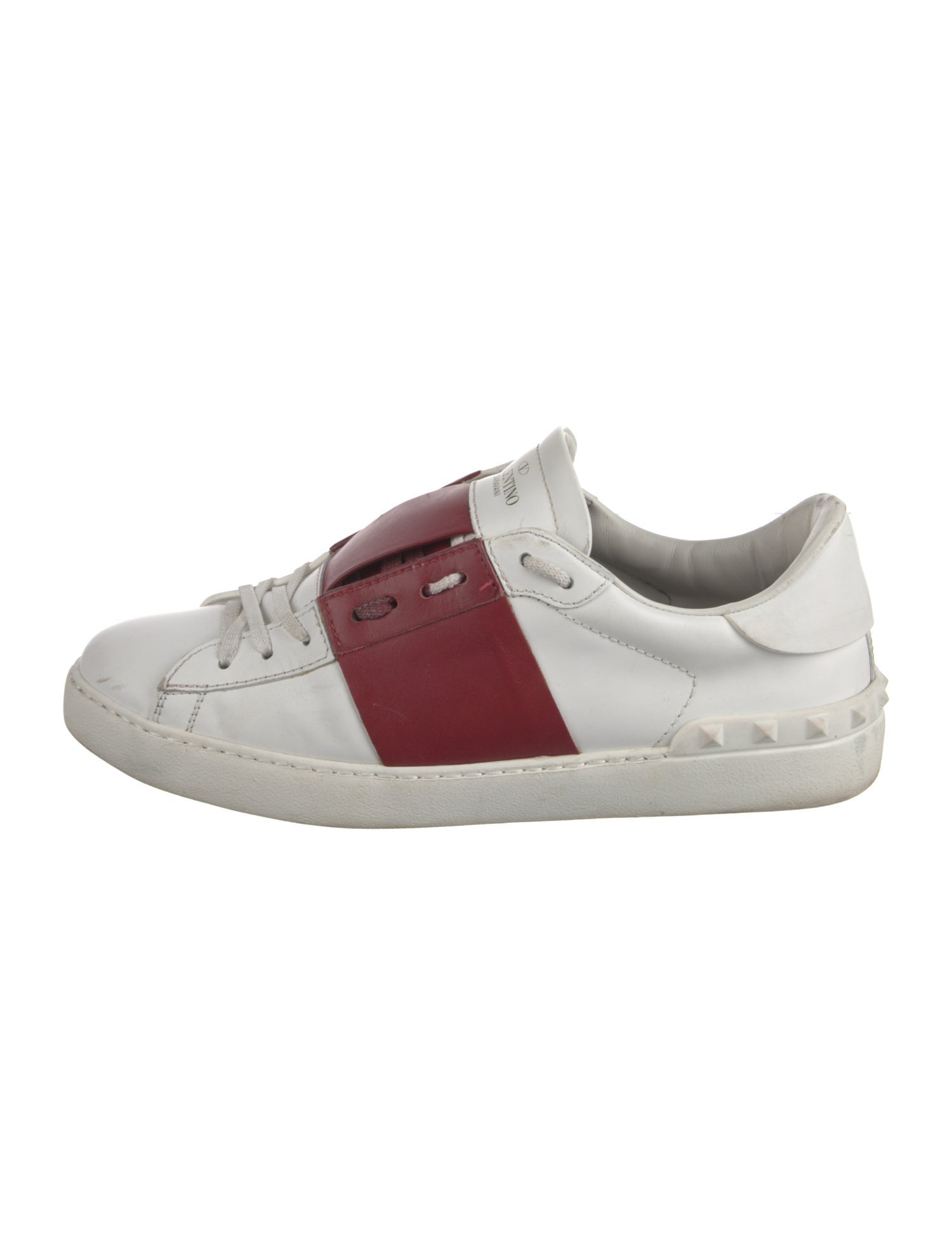 Valentino Rockstud Accents Leather Sneakers