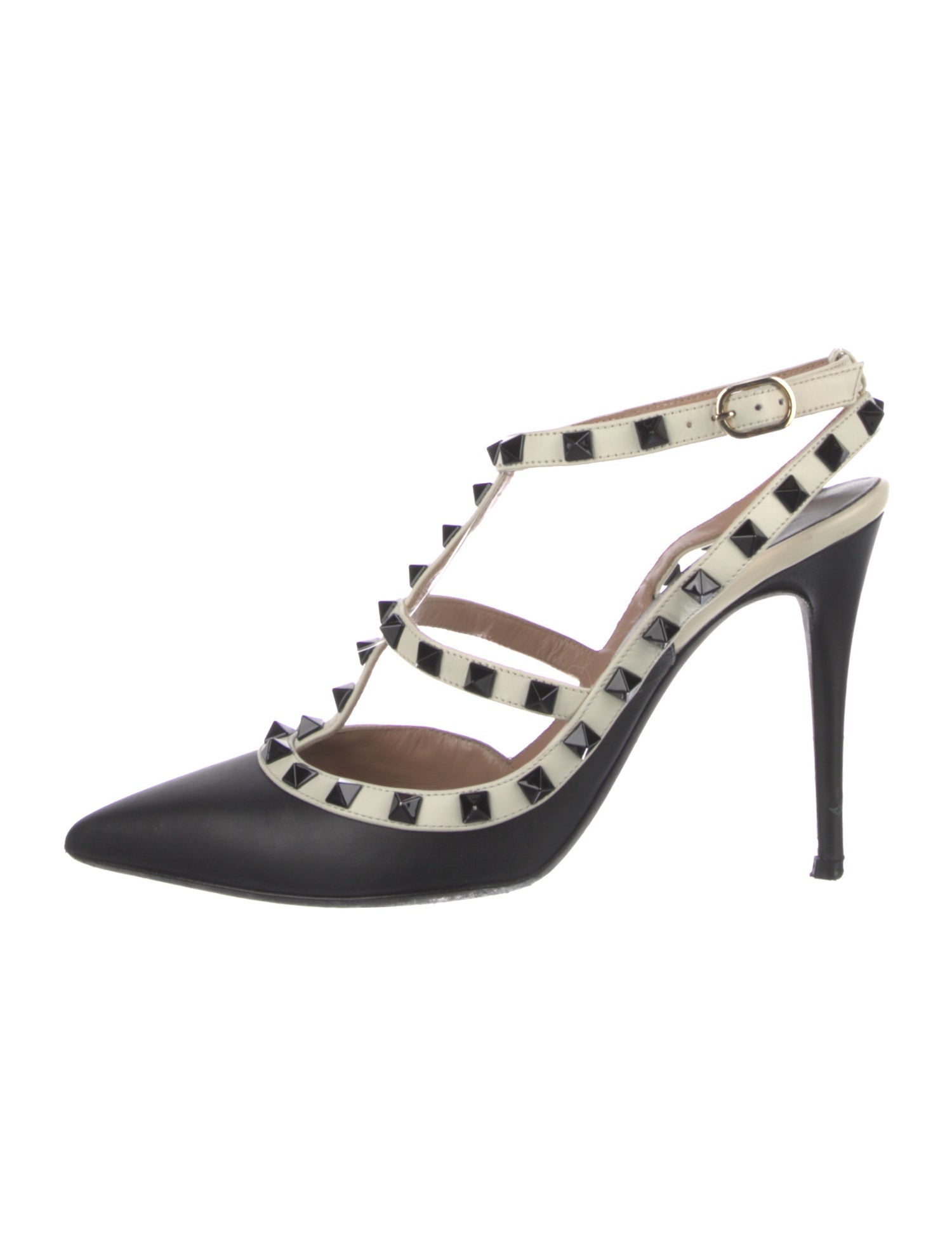 Valentino Rockstud Accents Leather T-Strap Pumps