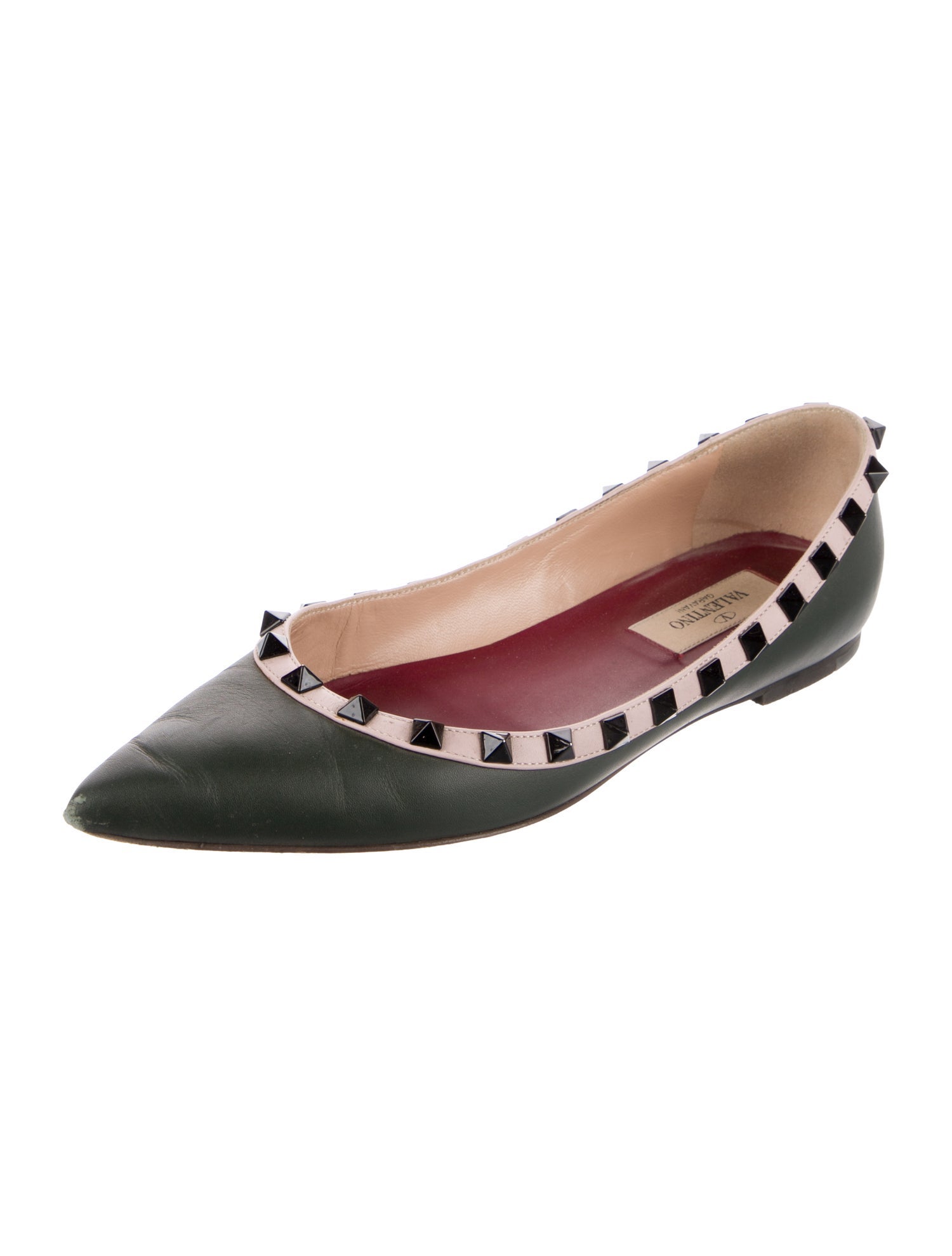 Valentino Rockstud Accents Leather Ballet Flats