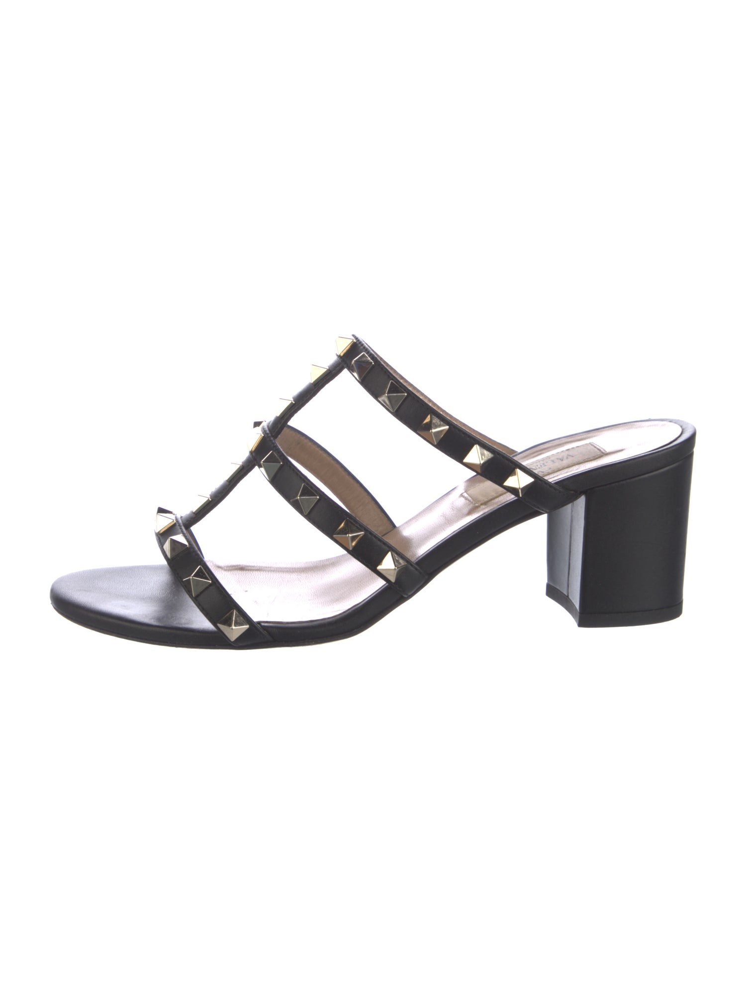 Valentino Leather Studded Accents T-Strap Sandals
