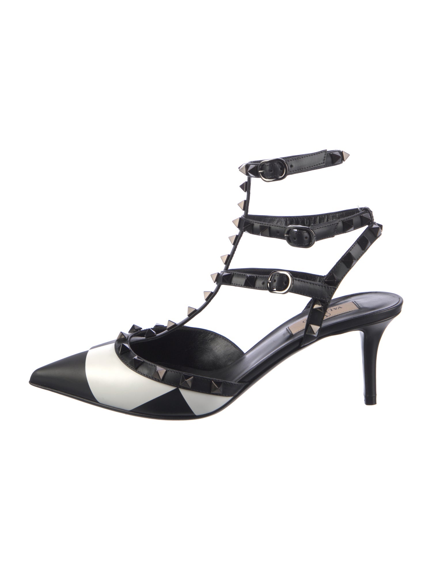 Valentino Rockstud Accents Leather T-Strap Pumps