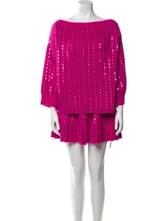 Valentino Mohair Sequin Embellishments Skirt Set