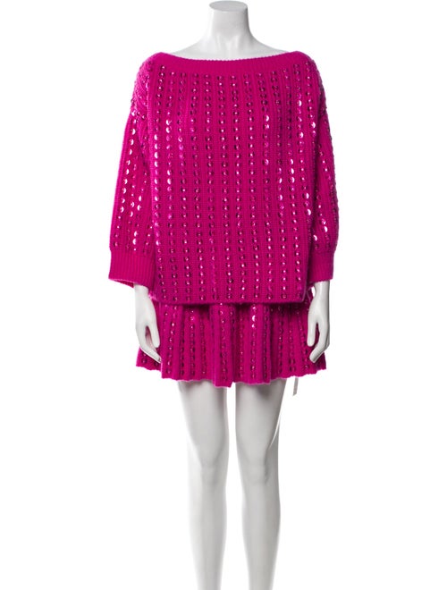 Valentino Mohair Sequin Embellishments Skirt Set