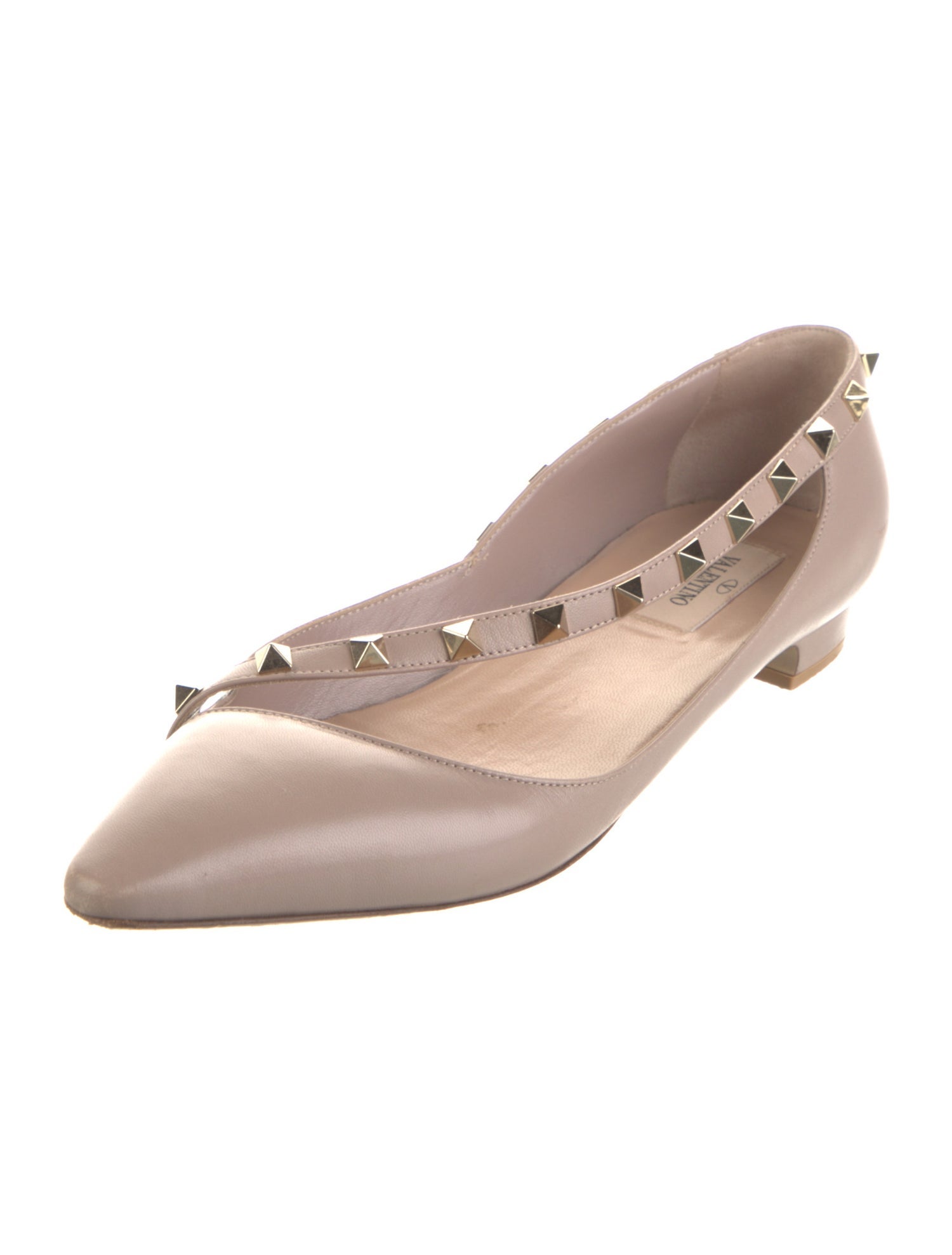Valentino Rockstud Accents Leather Ballet Flats