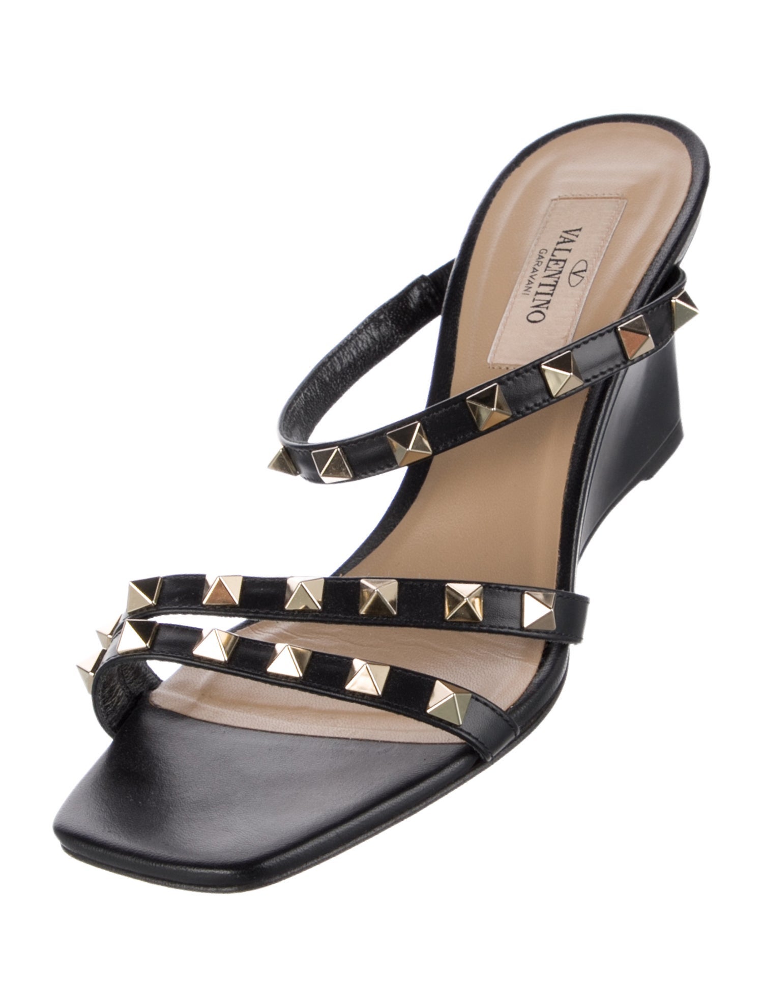 Valentino Rockstud Accents Leather Slides