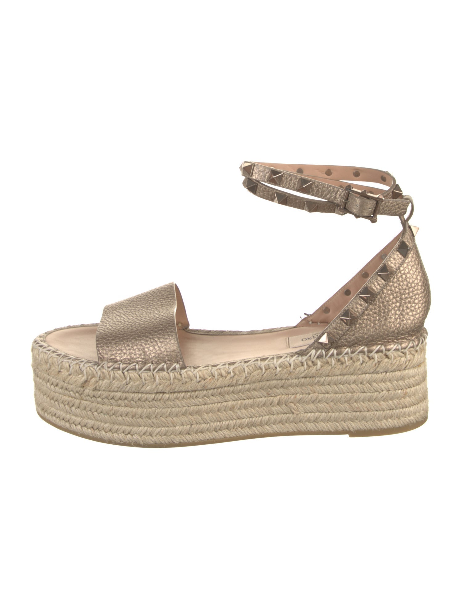 Valentino Rockstud Accents Leather Espadrilles
