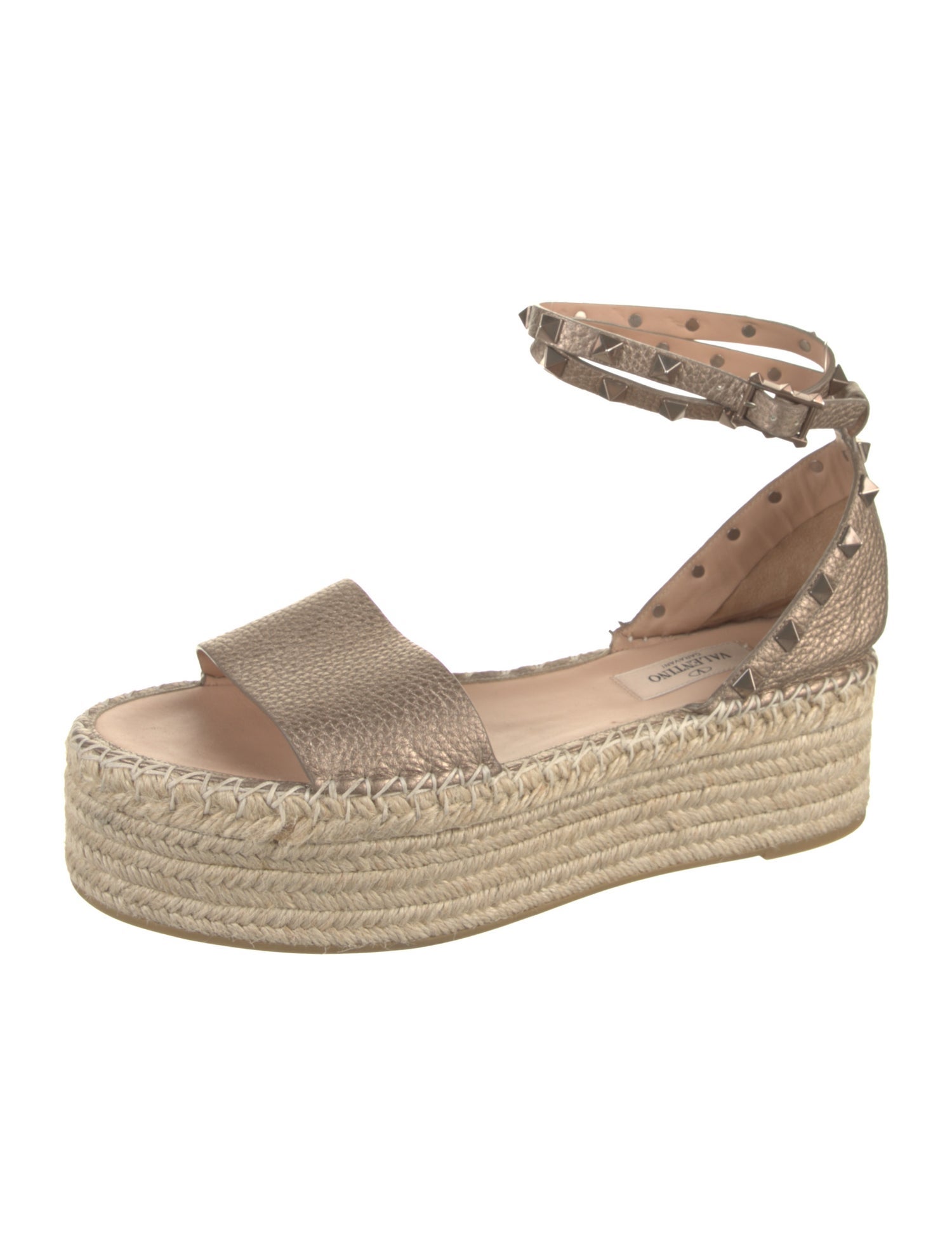 Valentino Rockstud Accents Leather Espadrilles