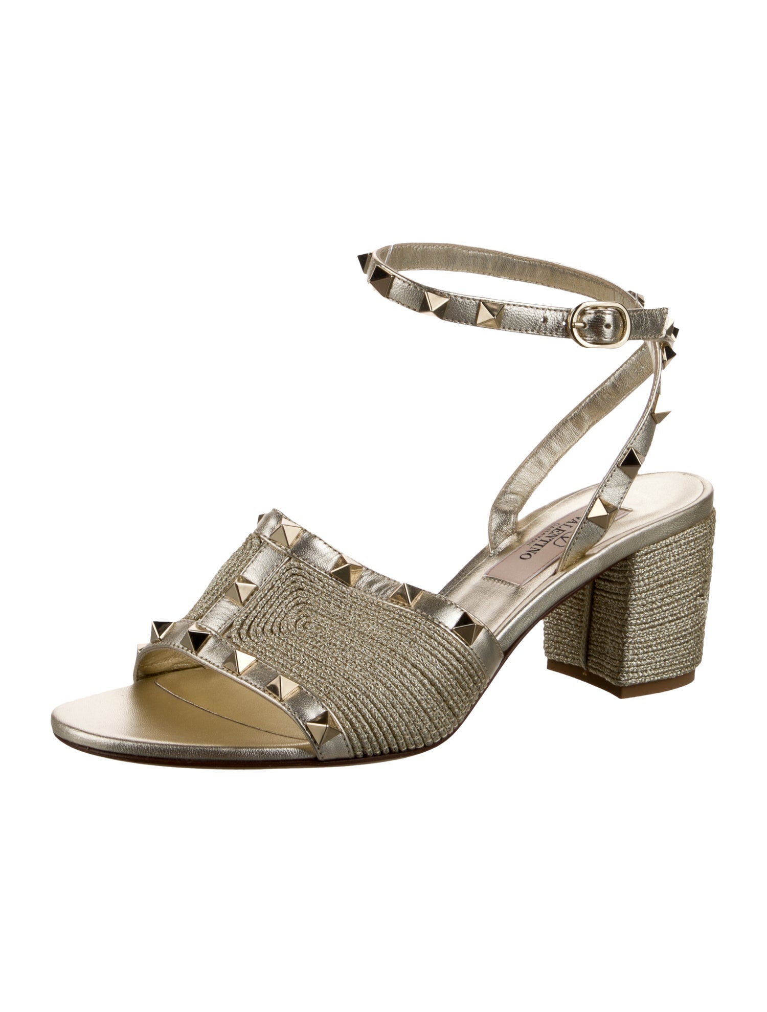 Valentino Leather Glitter Accents Sandals
